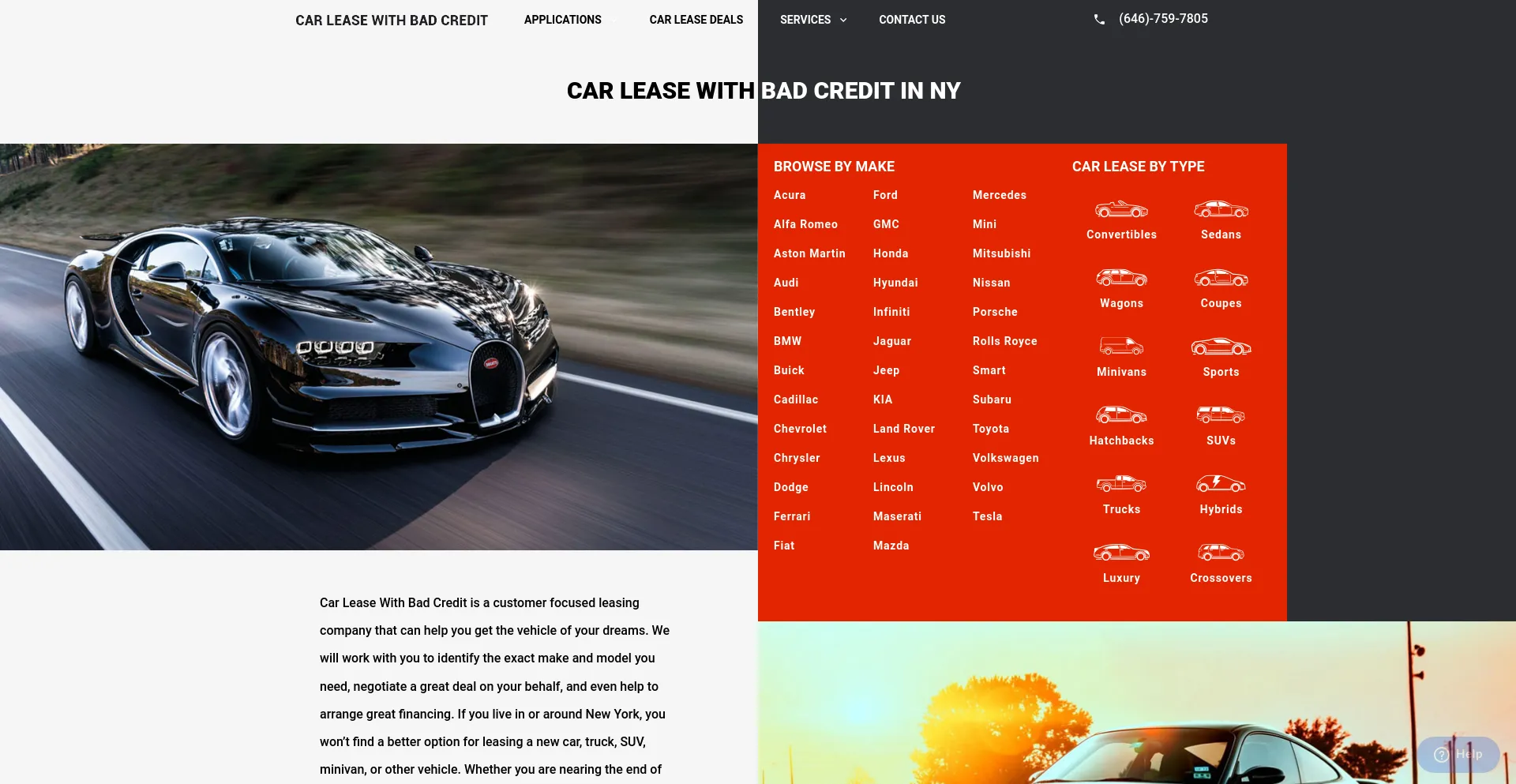 Screenshot of carleasewithbadcredit.com homepage