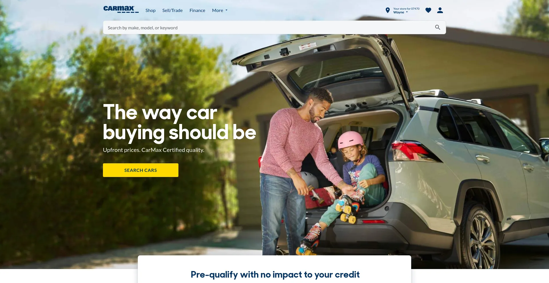 Screenshot of carmax.com homepage