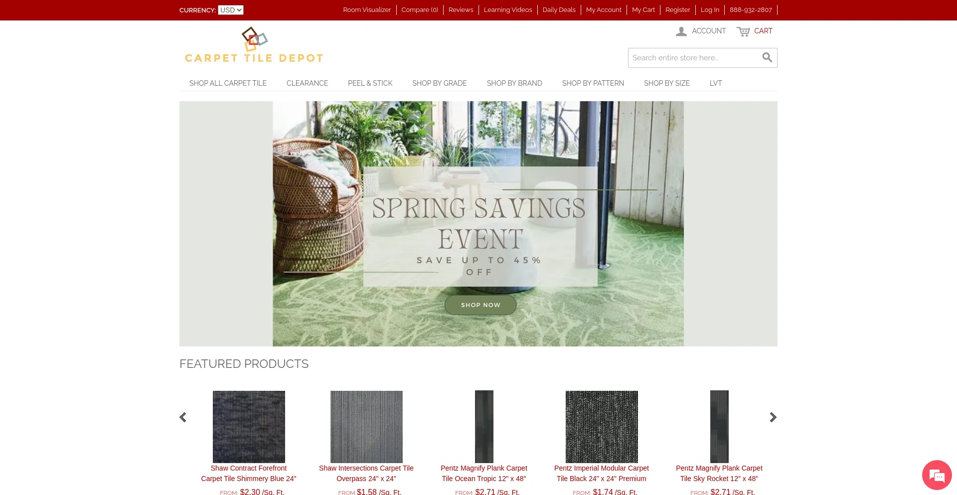 Screenshot of carpettiledepot.com homepage