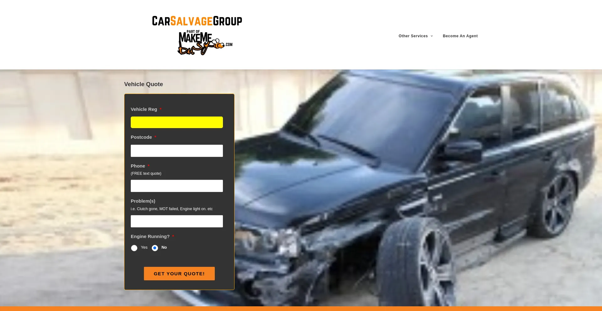 Screenshot of carsalvagegroup.co.uk homepage