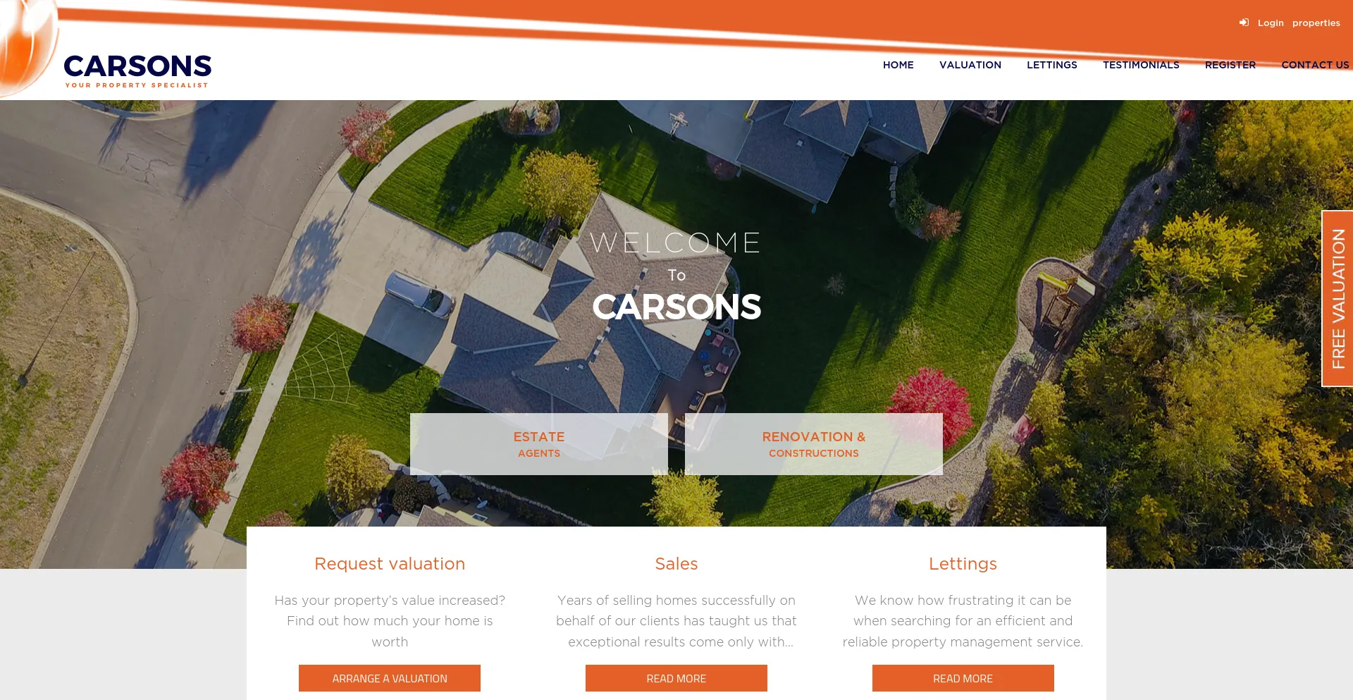 Screenshot of carsonsestates.com homepage