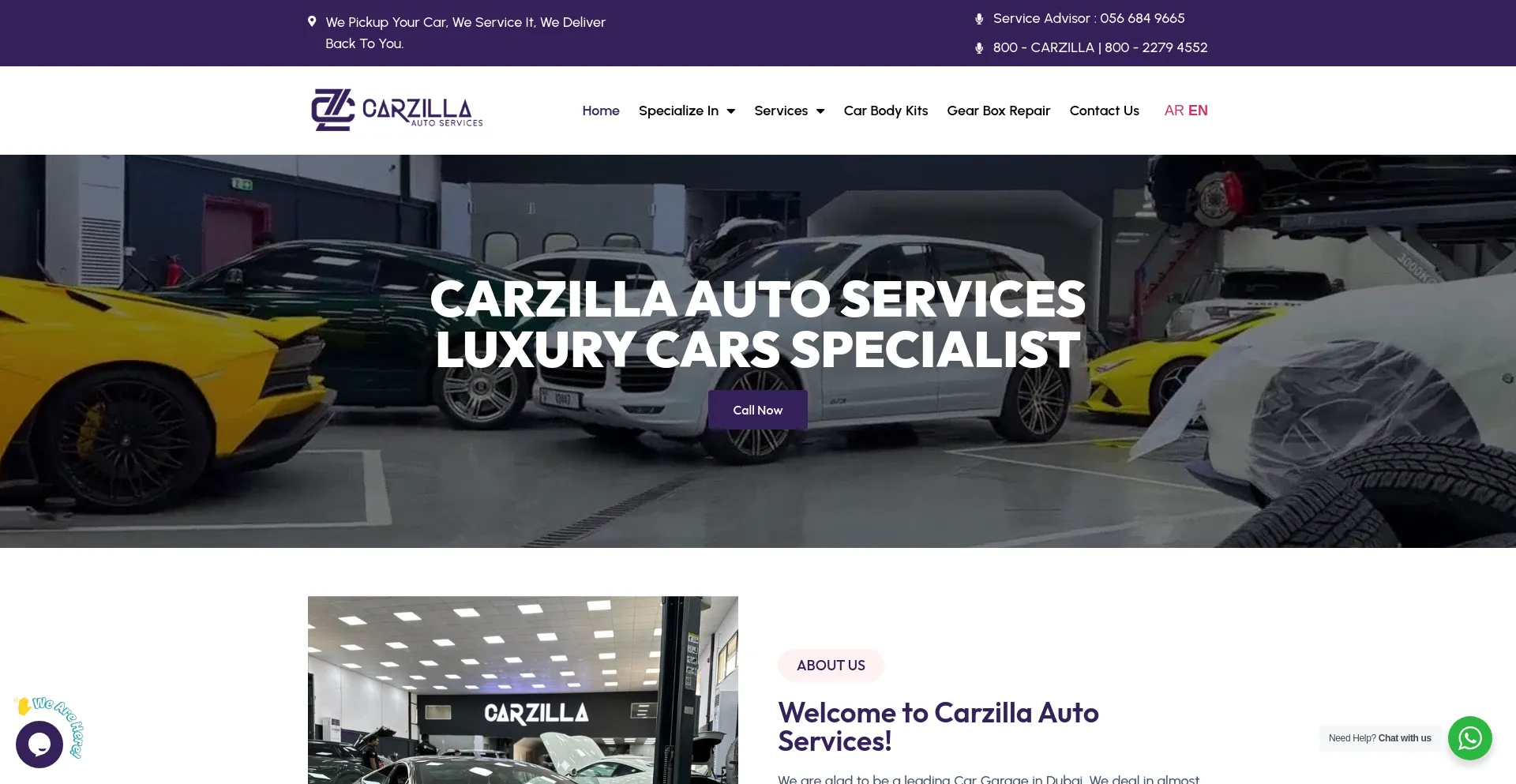 Screenshot of carzillauae.com homepage