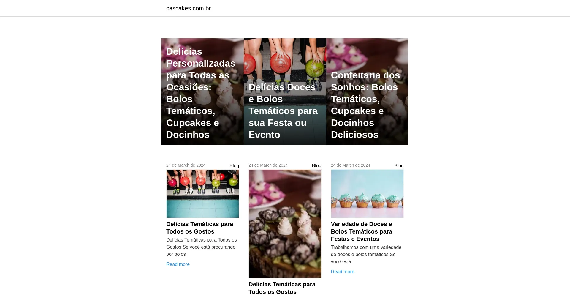 Screenshot of cascakes.com.br homepage