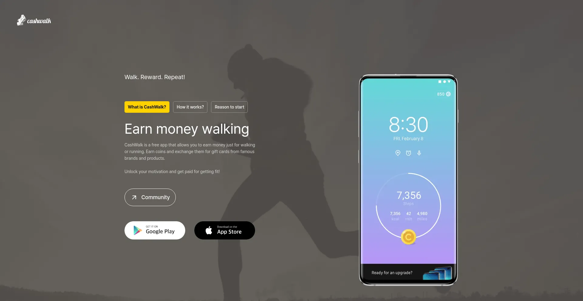 Screenshot of cashwalklabs.io homepage