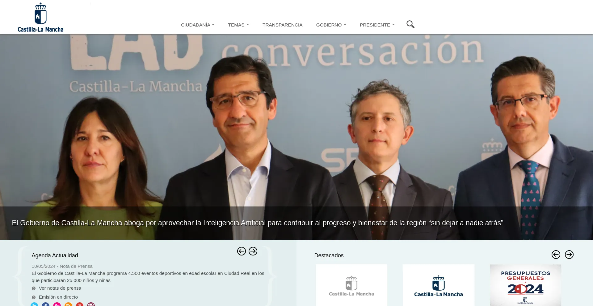 Screenshot of castillalamancha.es homepage