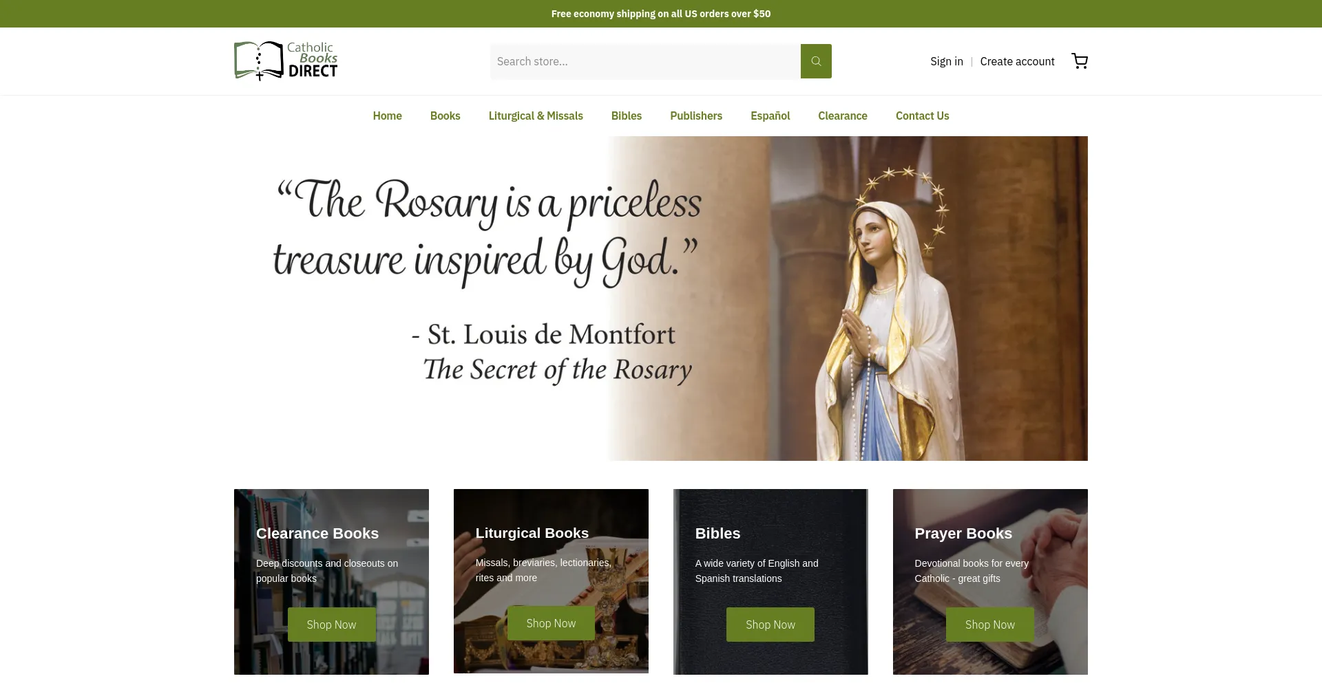 Screenshot of catholicbooksdirect.com homepage