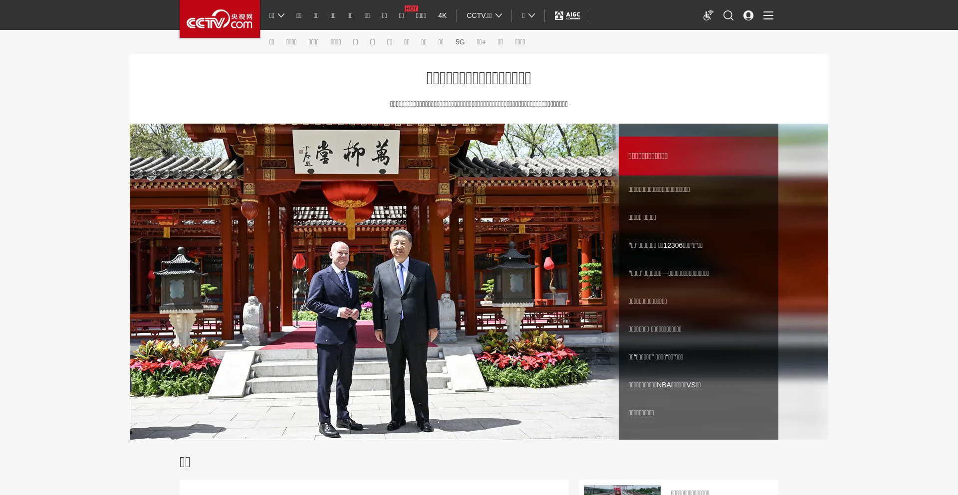 Screenshot of cctv.com homepage