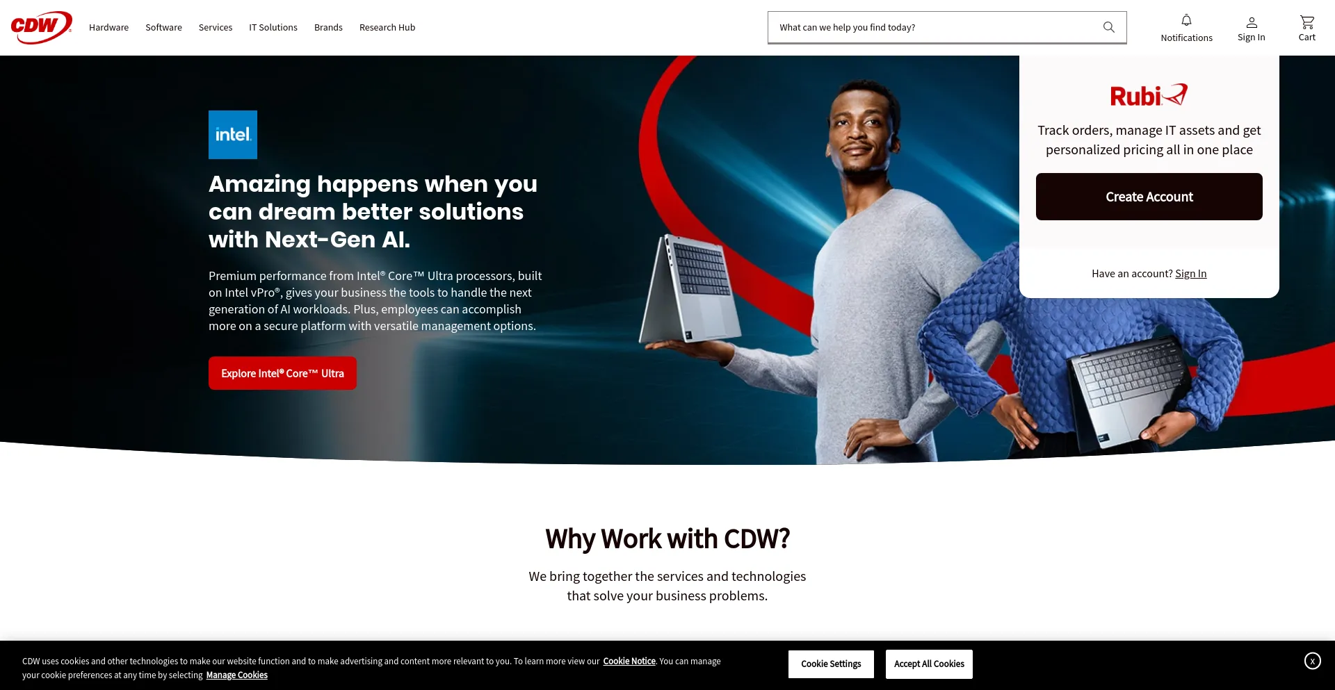 Screenshot of cdw.com homepage