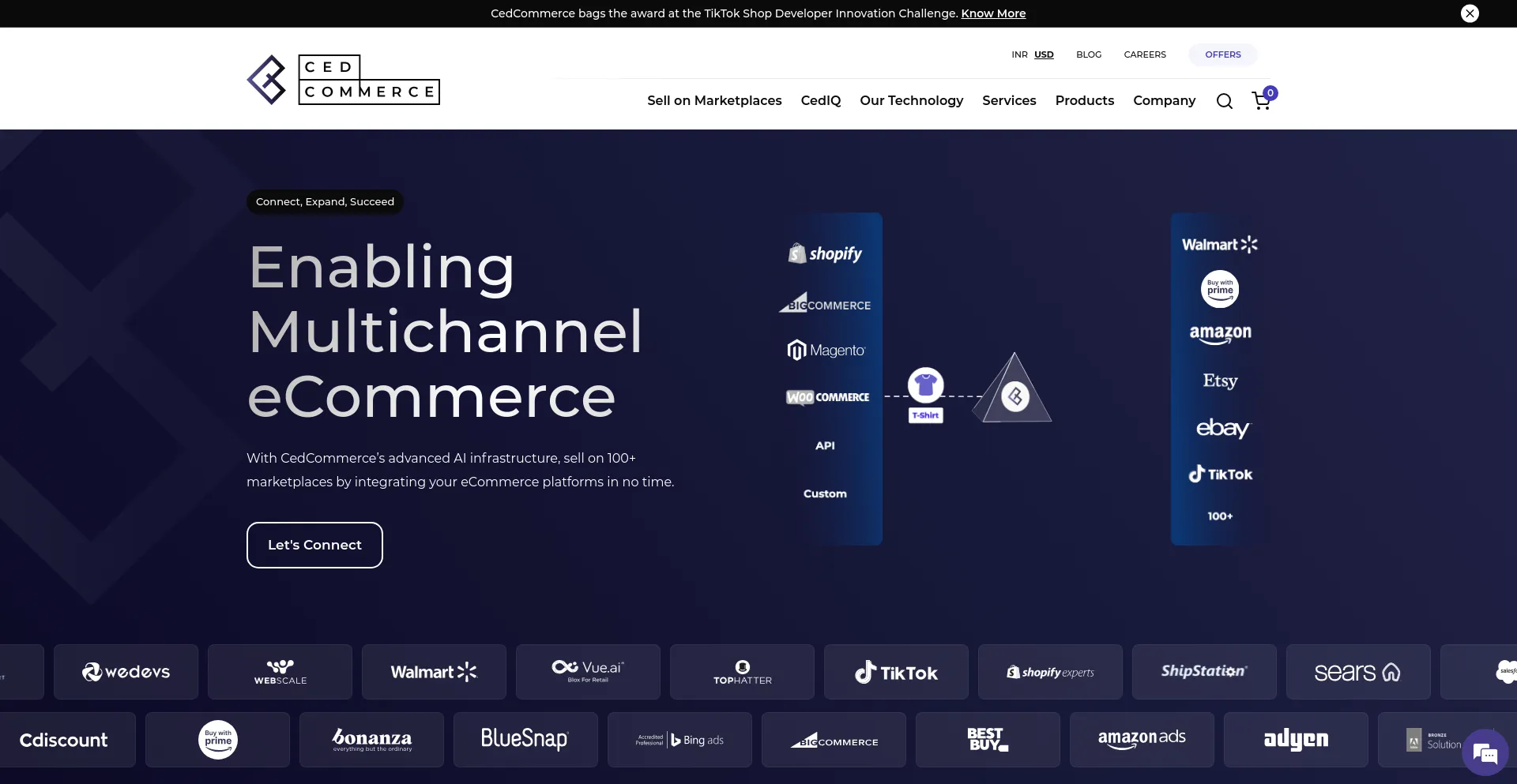 Screenshot of cedcommerce.com homepage