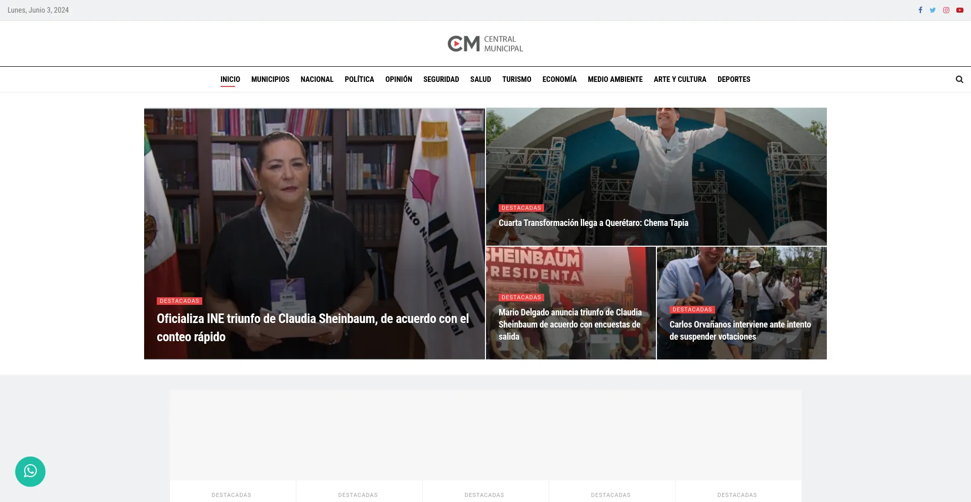 Screenshot of centralmunicipal.mx homepage