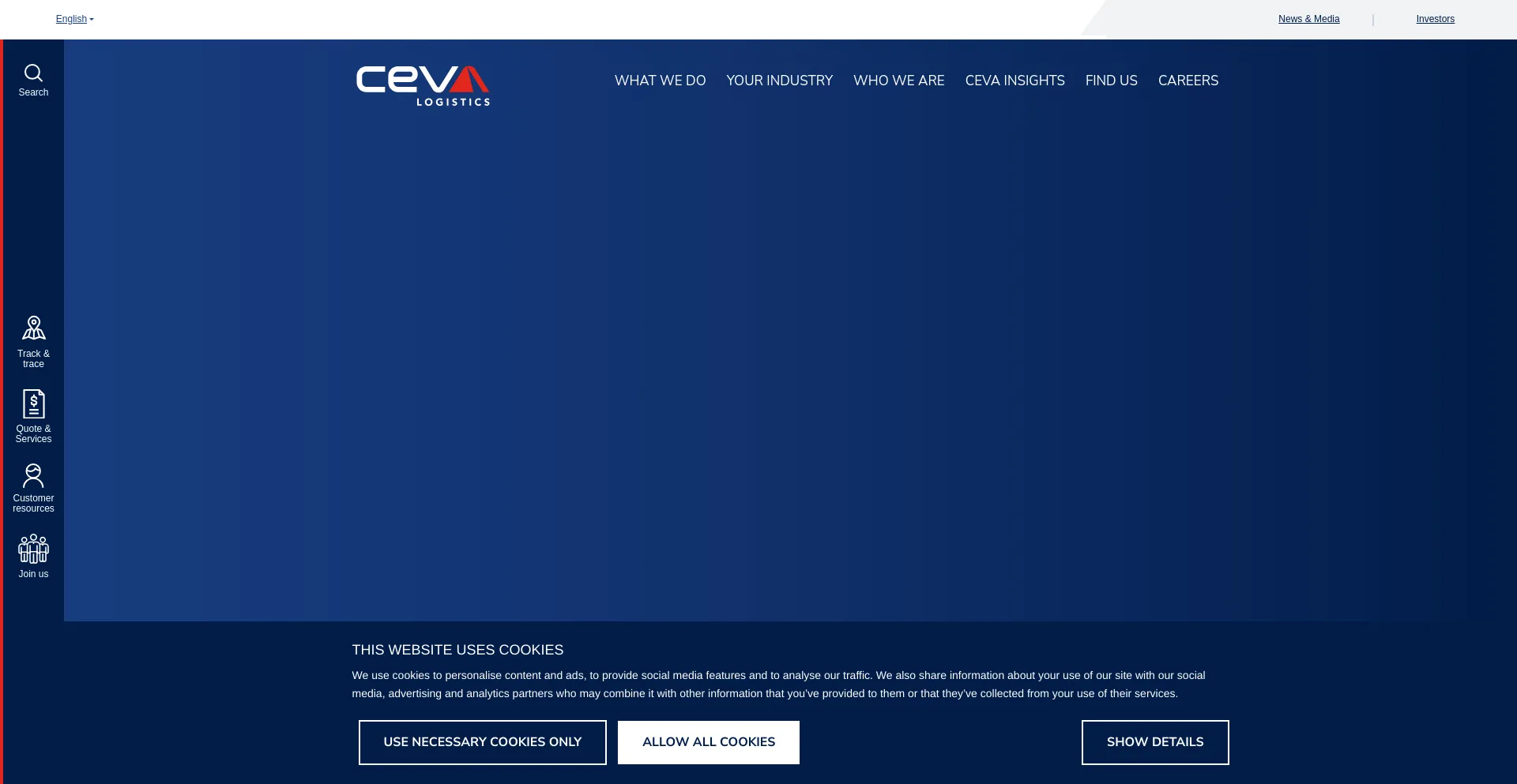 Screenshot of cevalogistics.com homepage