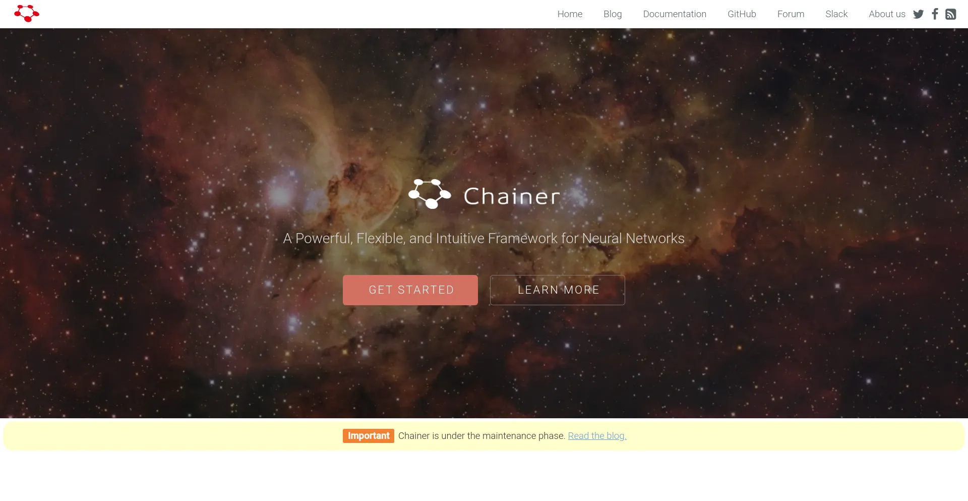 Screenshot of chainer.org homepage