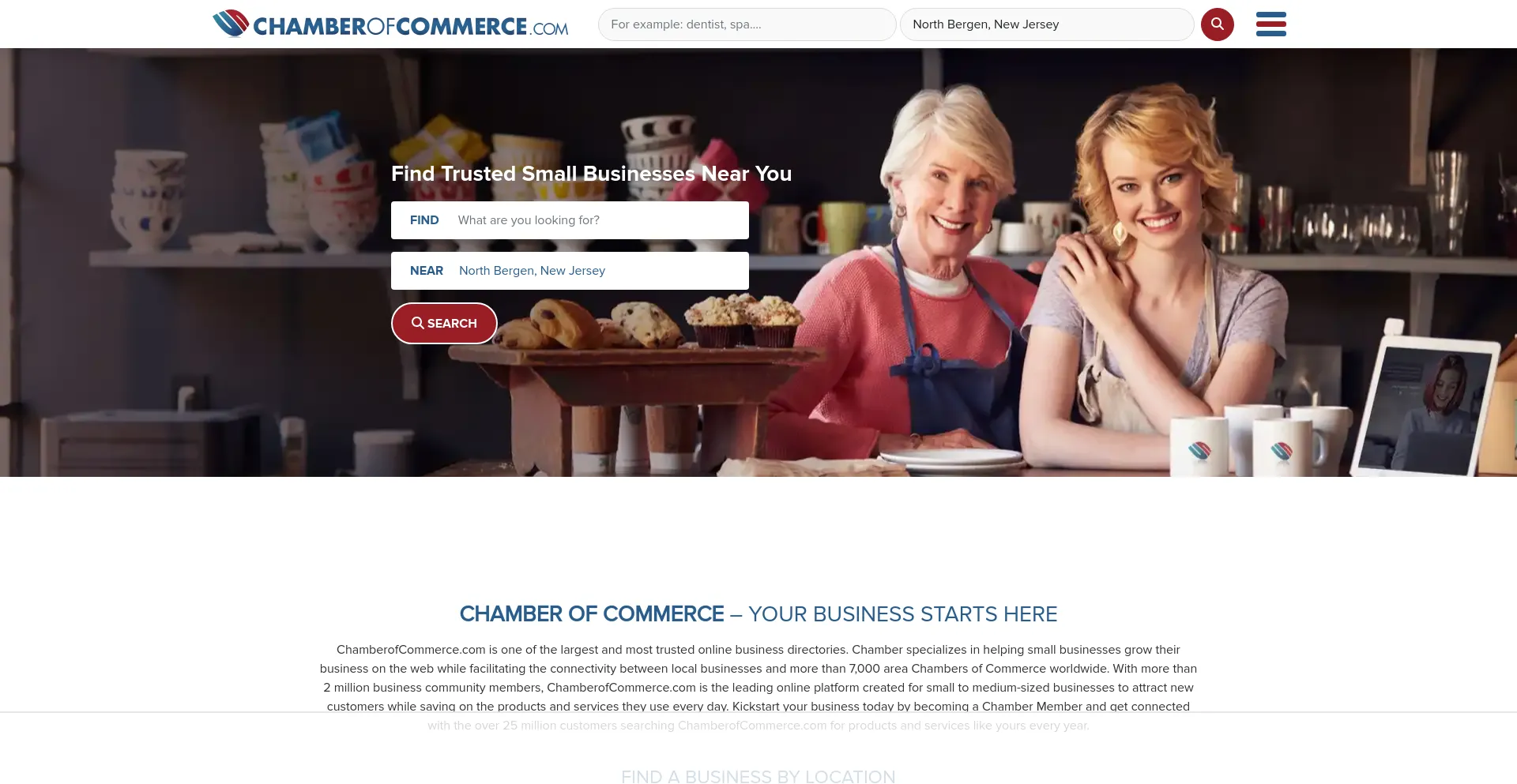 Screenshot of chamberofcommerce.com homepage