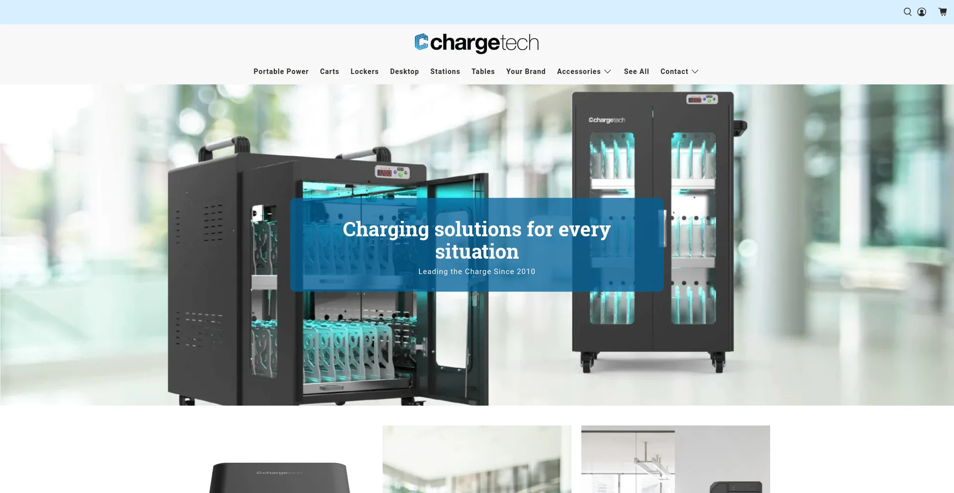 Screenshot of chargetech.com homepage