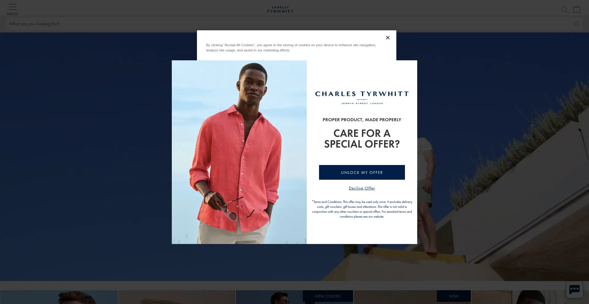 Screenshot of charlestyrwhitt.com homepage