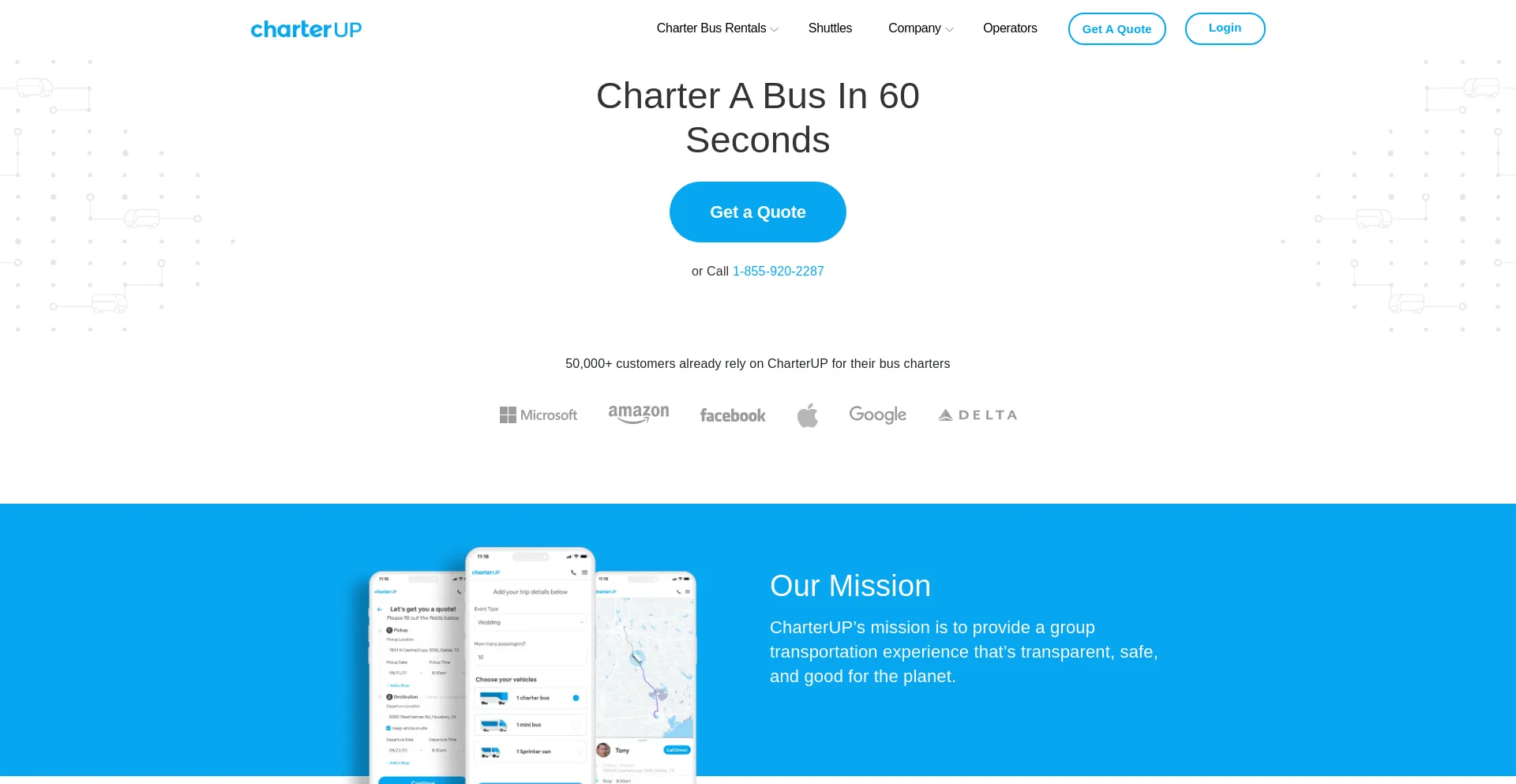 Screenshot of charterup.com homepage