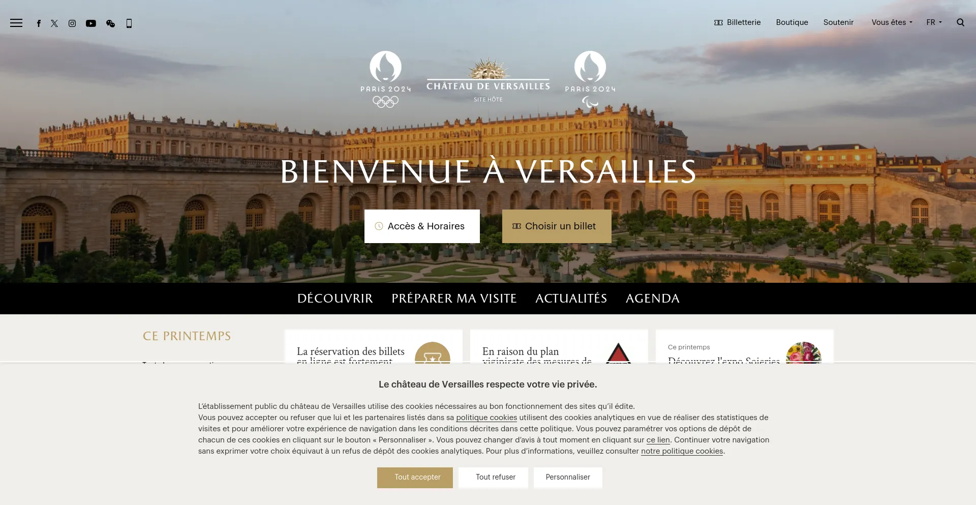 Screenshot of chateauversailles.fr homepage