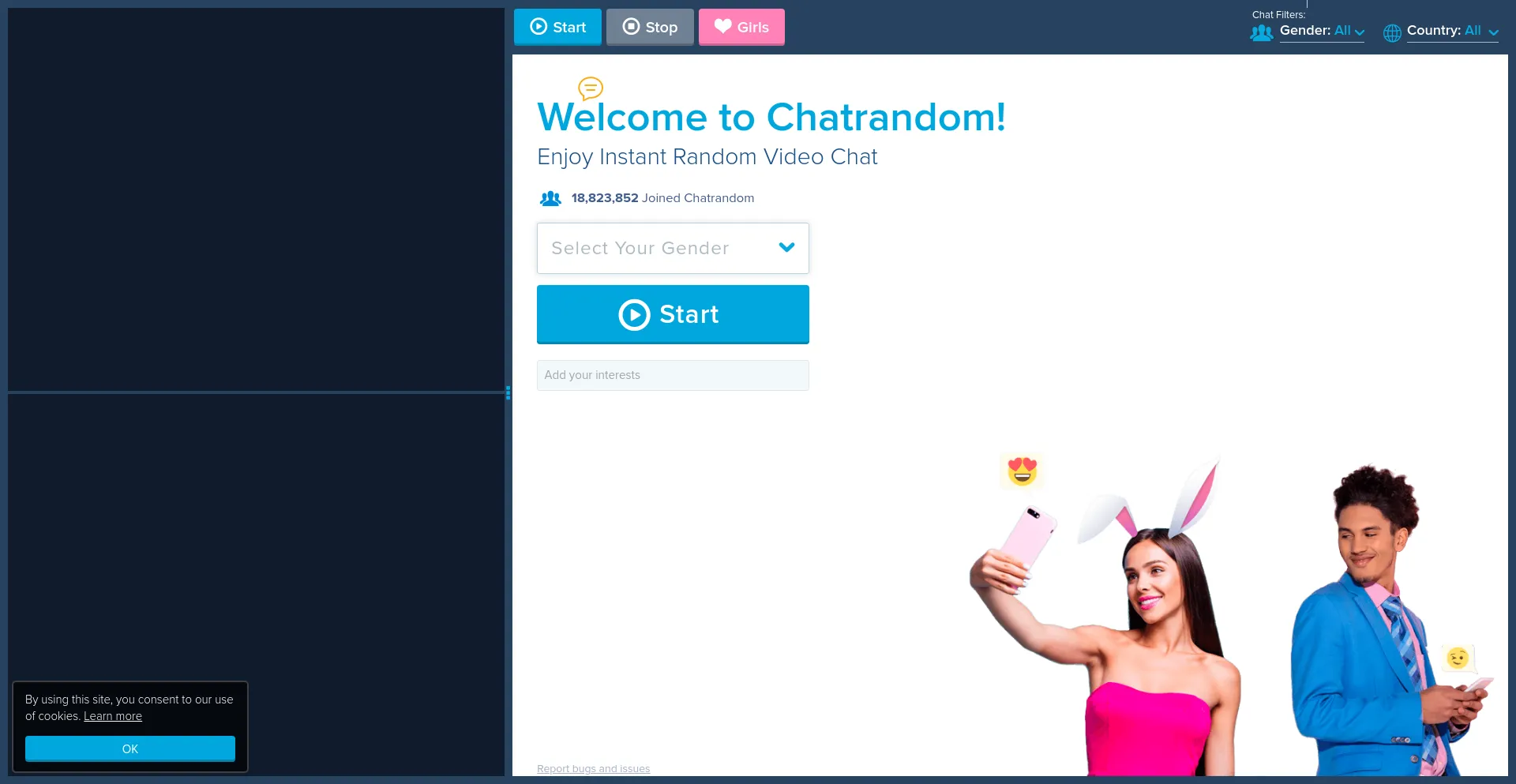 Screenshot of chatrandom.com homepage