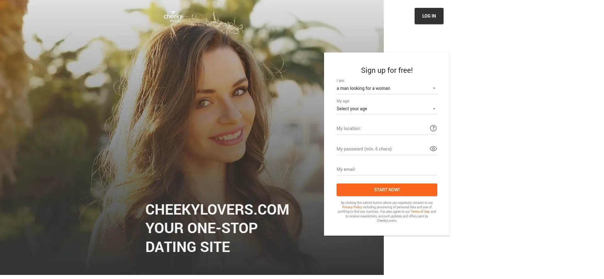 Screenshot of cheekylovers.com homepage