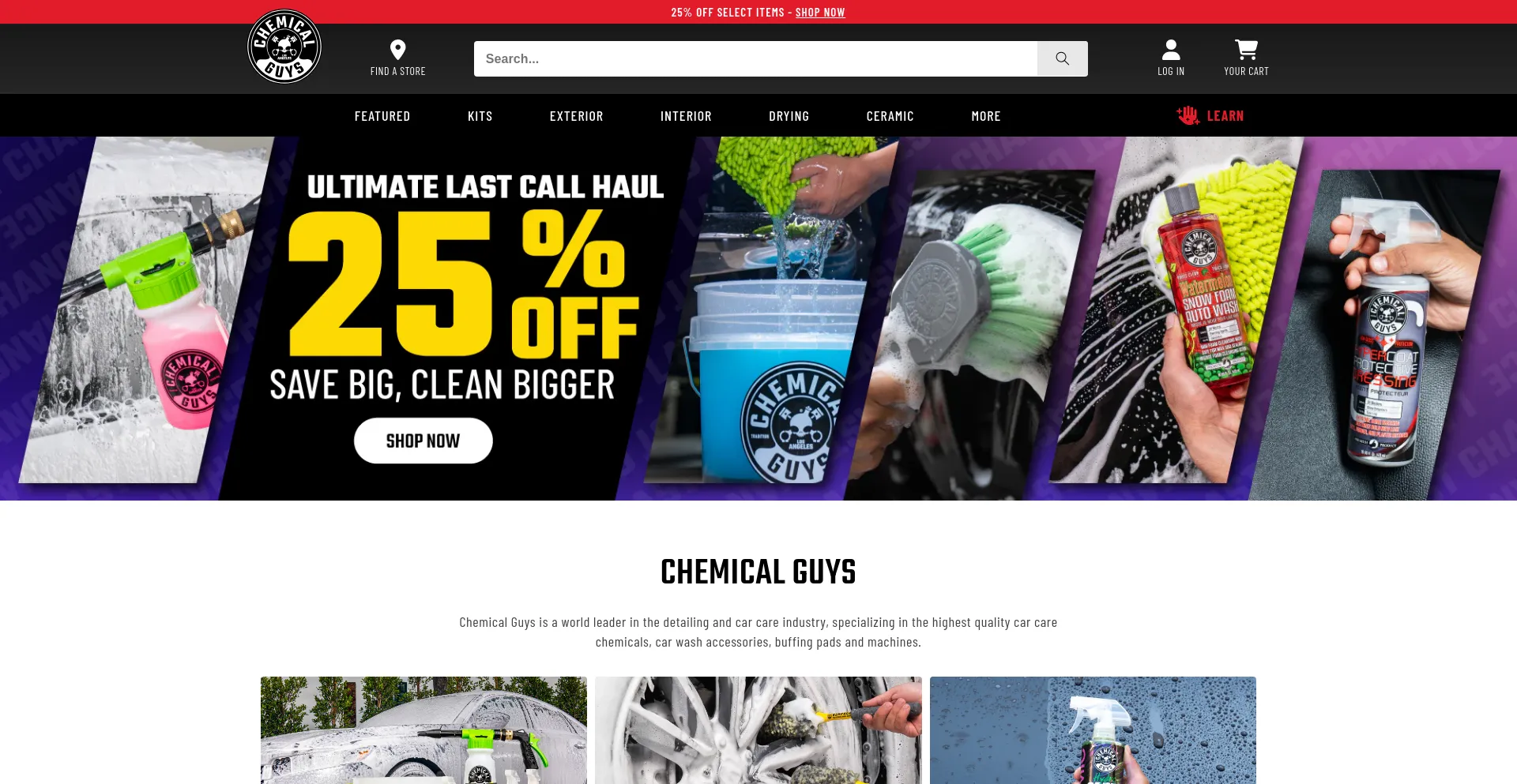 Screenshot of chemicalguys.com homepage