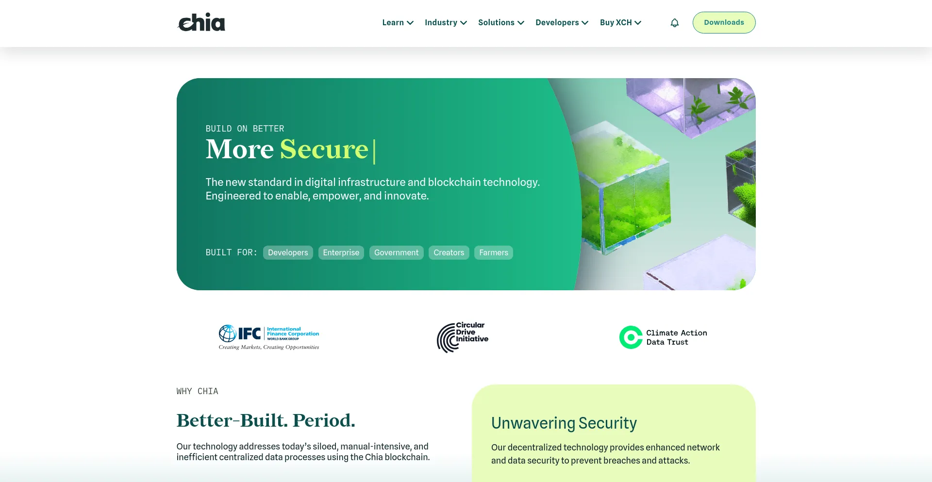 Screenshot of chia.net homepage