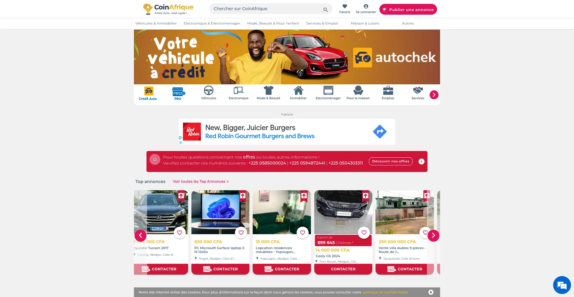 Screenshot of ci.coinafrique.com homepage