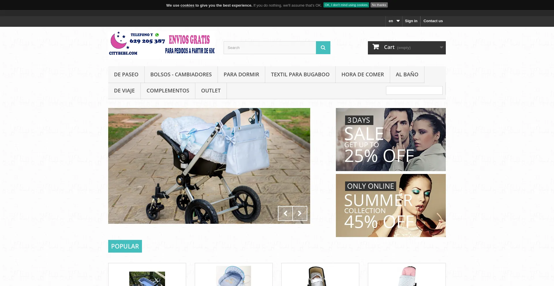 Screenshot of citybebe.com homepage