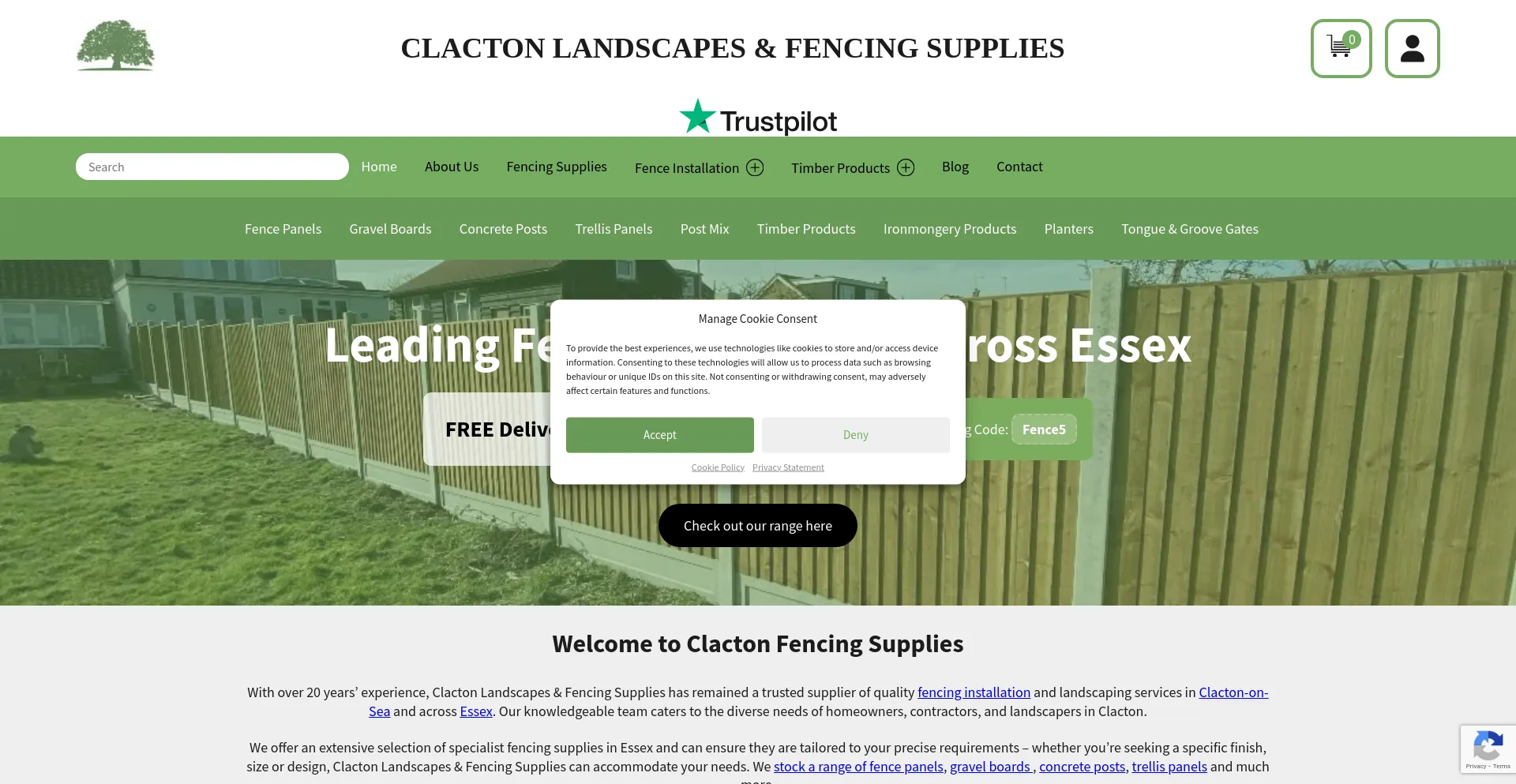 Screenshot of clactonfencingsupplies.co.uk homepage