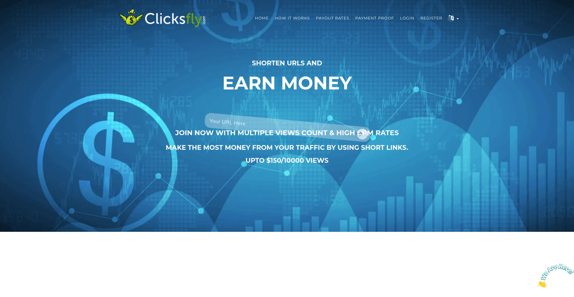 Screenshot of clicksfly.com homepage