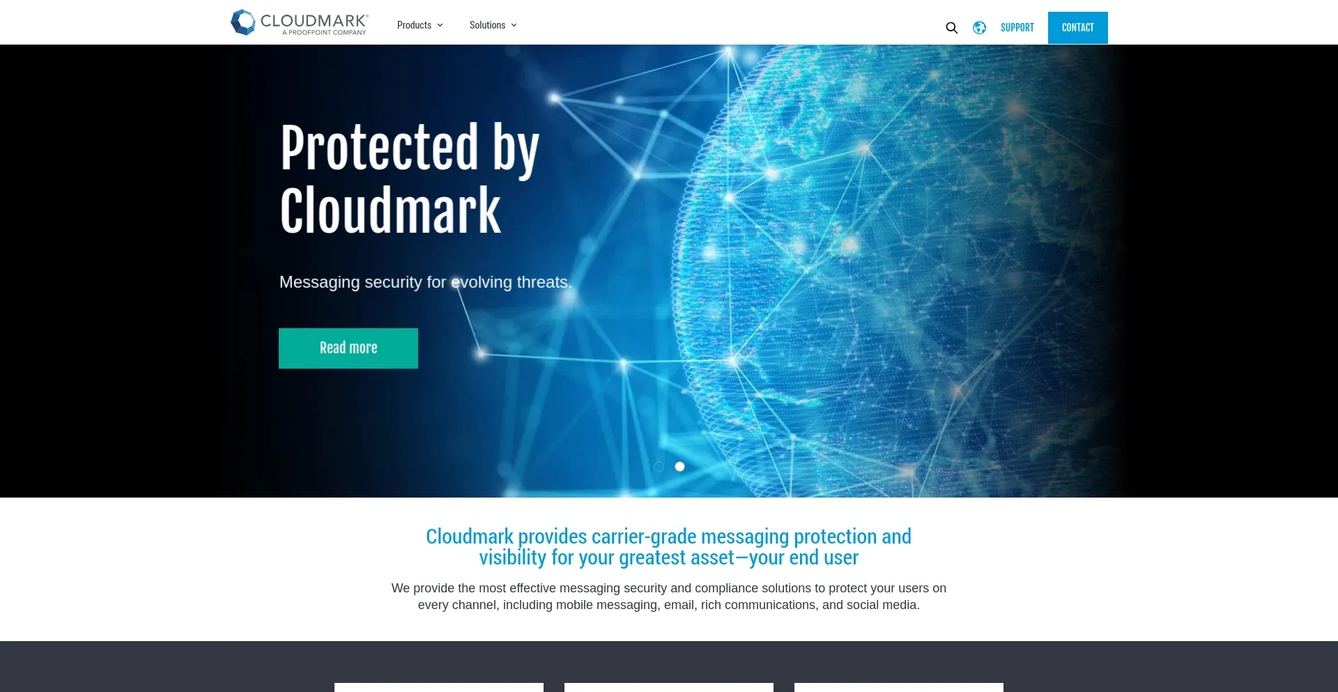 Screenshot of cloudmark.com homepage