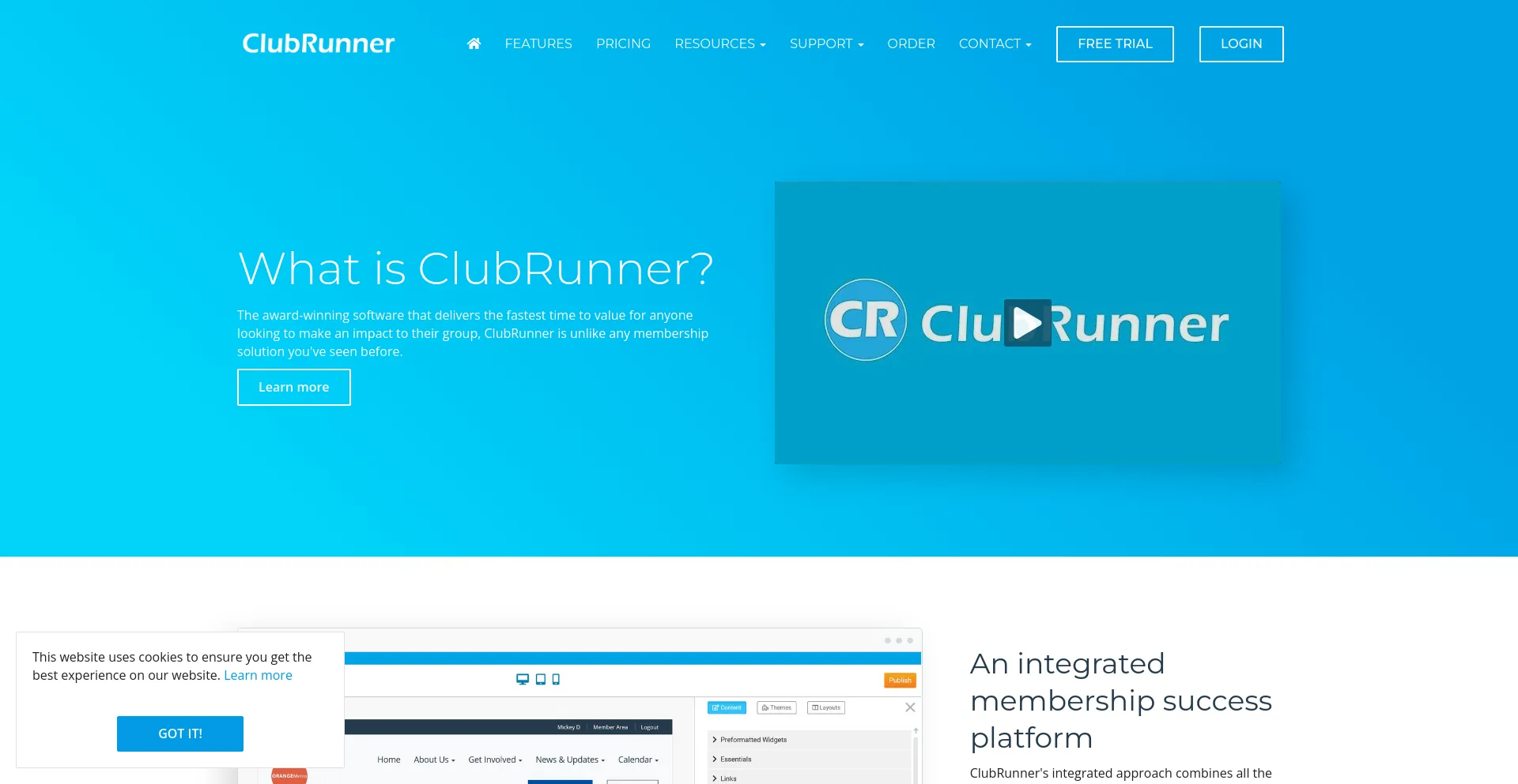 Screenshot of clubrunner.ca homepage