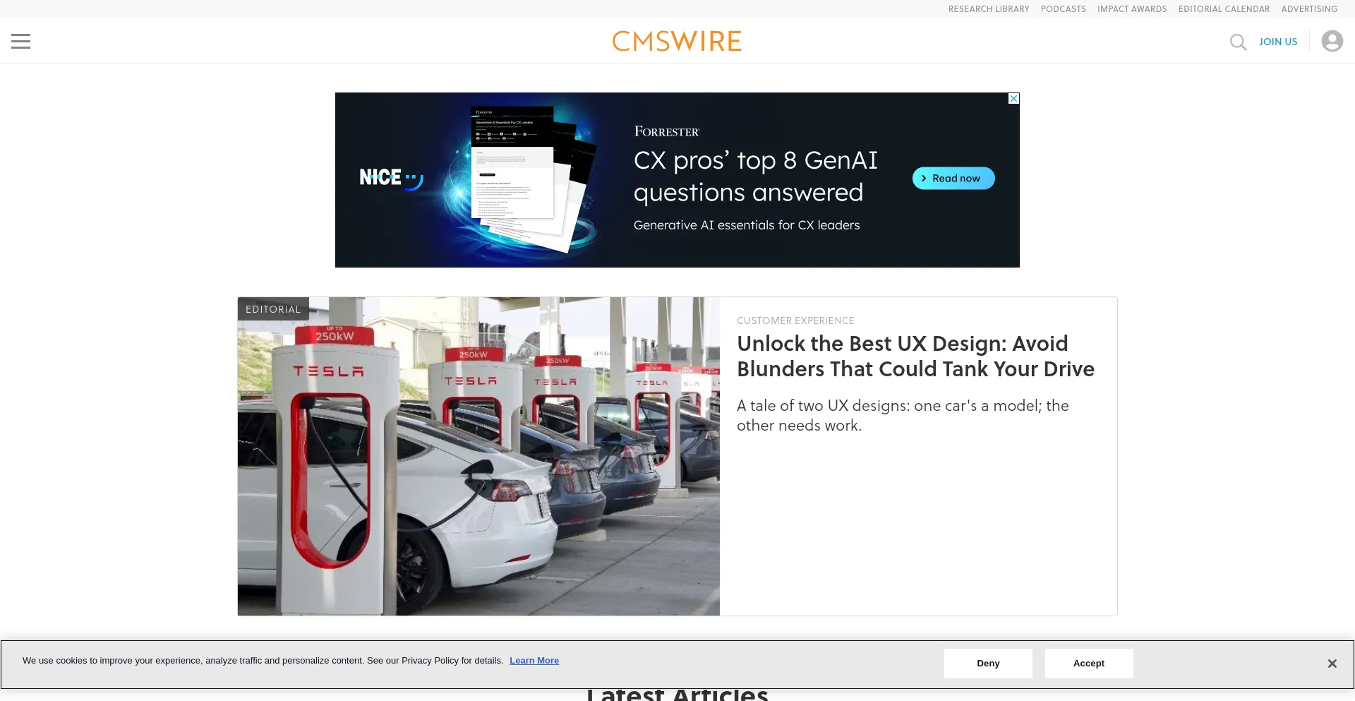 Screenshot of cmswire.com homepage