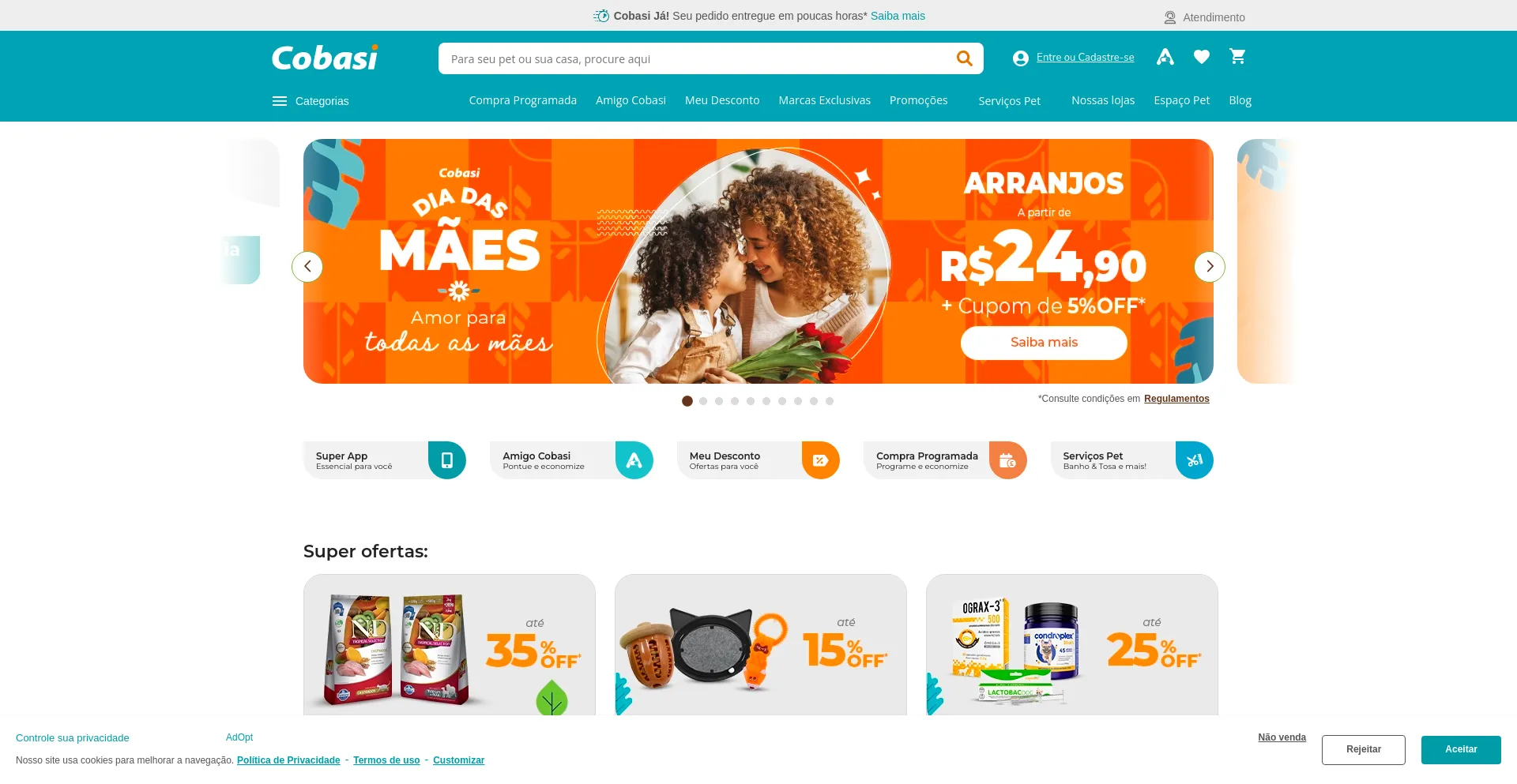 Screenshot of cobasi.com.br homepage