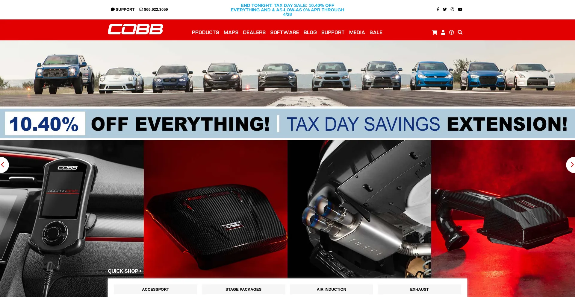 Screenshot of cobbtuning.com homepage