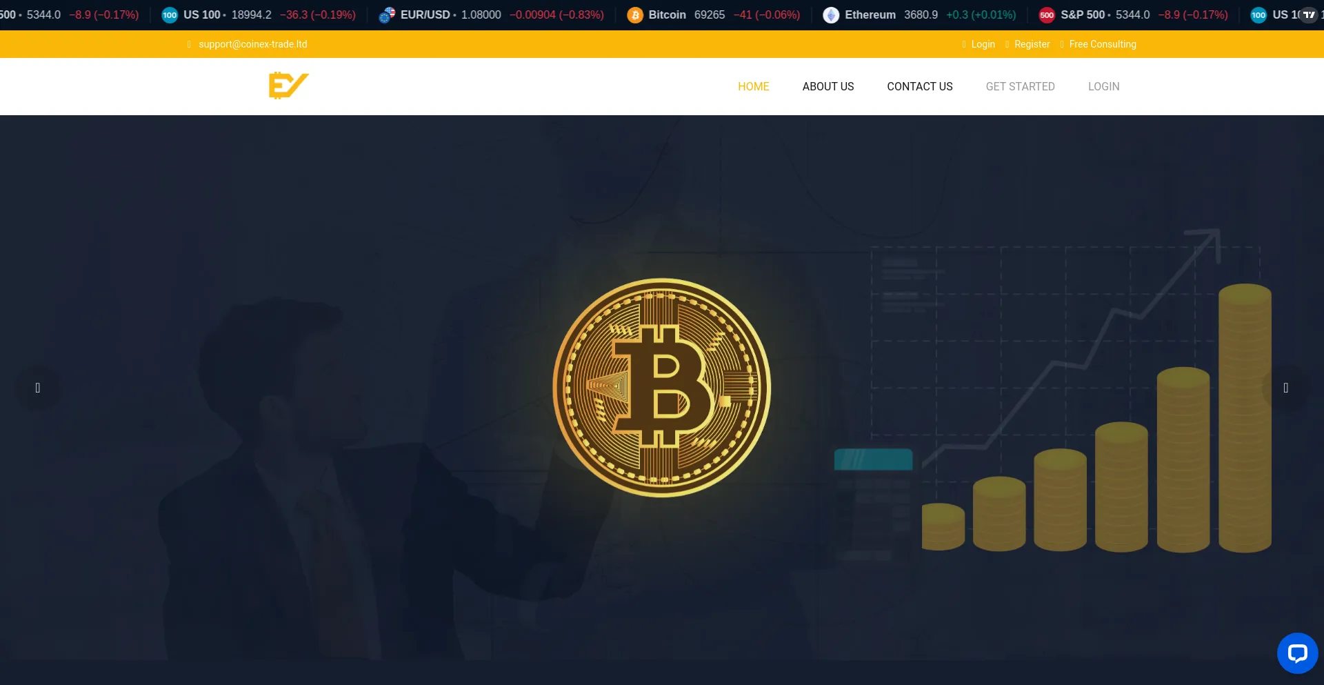 Screenshot of coinex-trade.ltd homepage