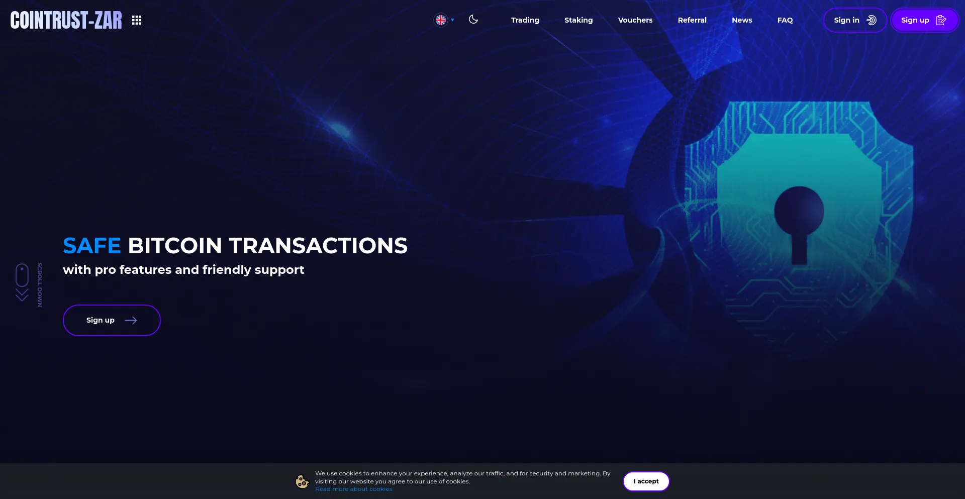 Screenshot of cointrust-zar.world homepage