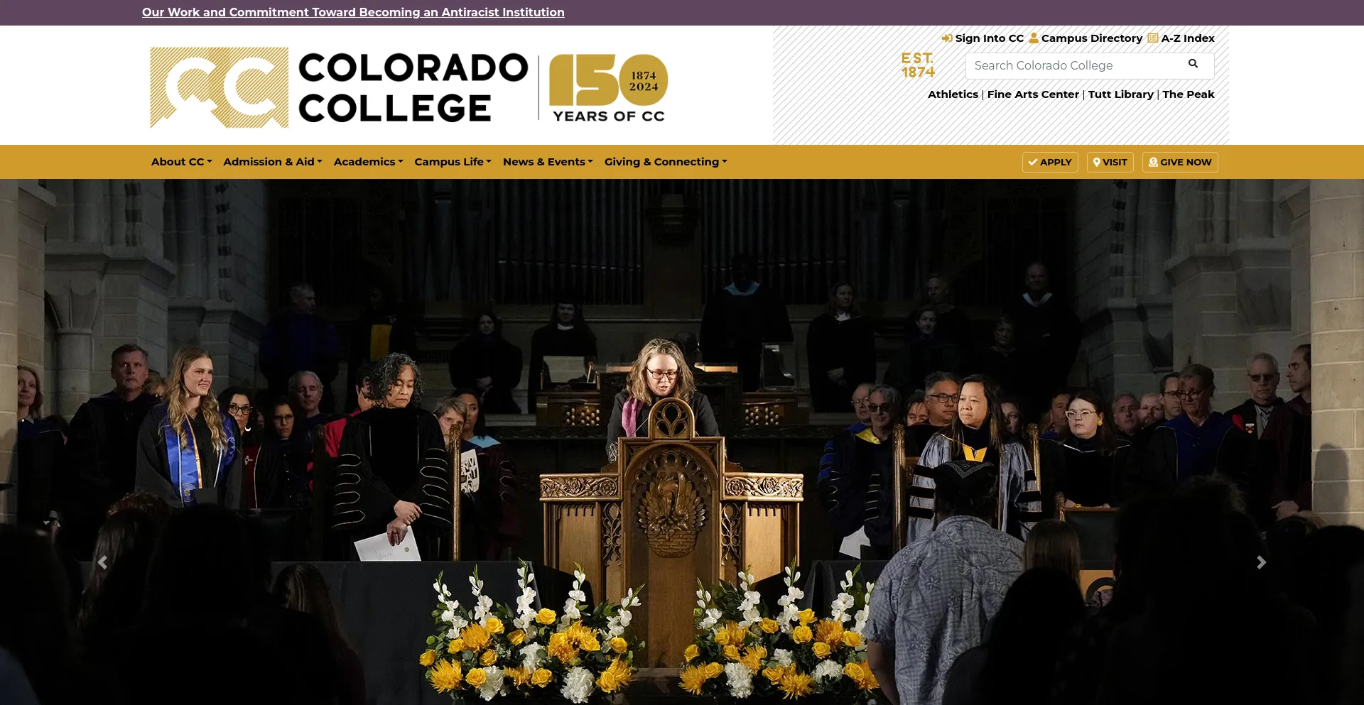 Screenshot of coloradocollege.edu homepage