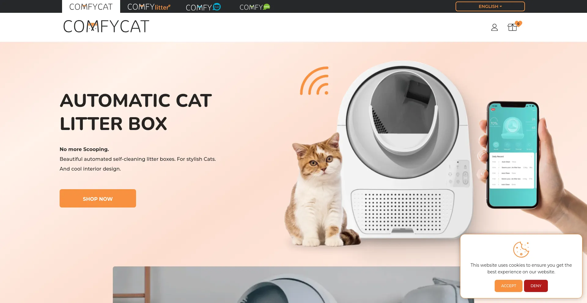 Screenshot of comfycat.com homepage