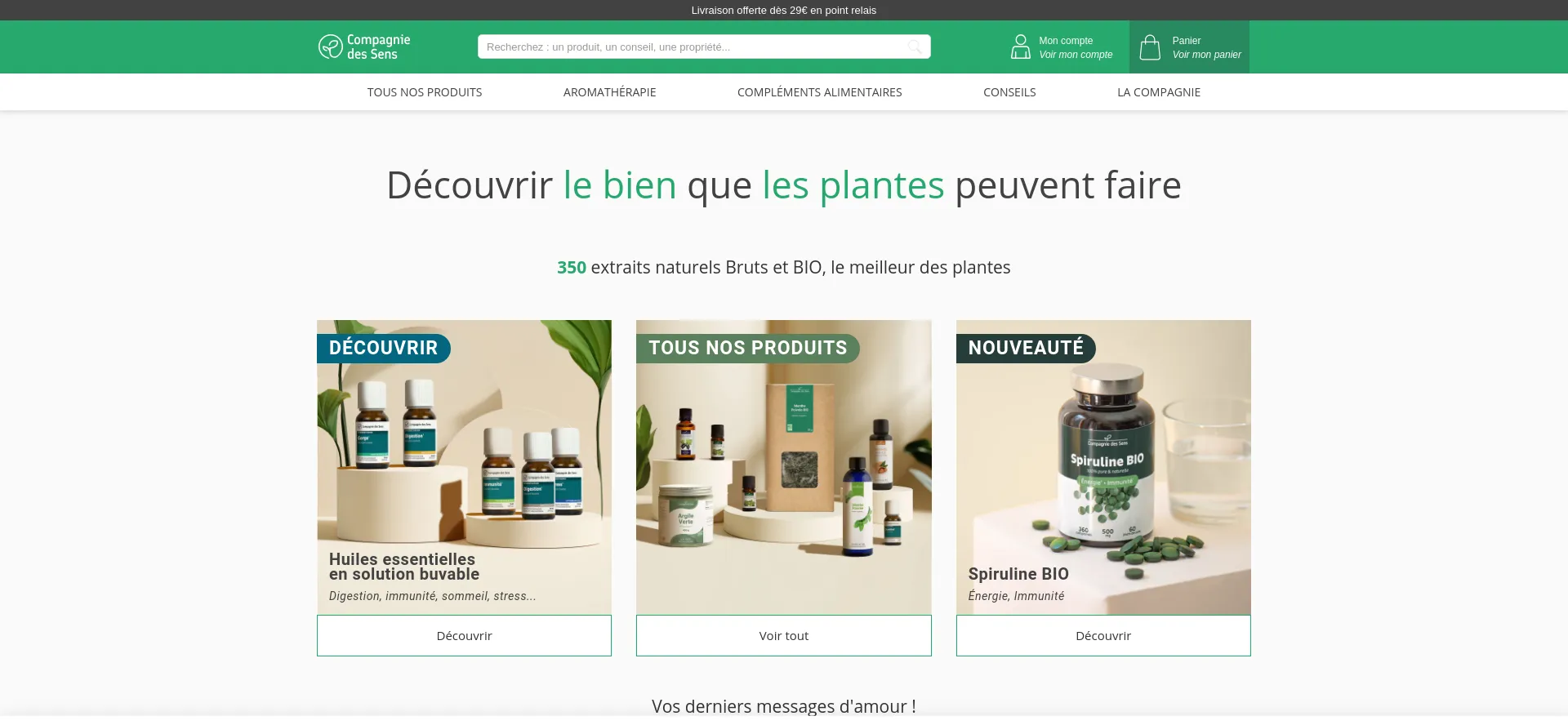 Screenshot of compagnie-des-sens.fr homepage