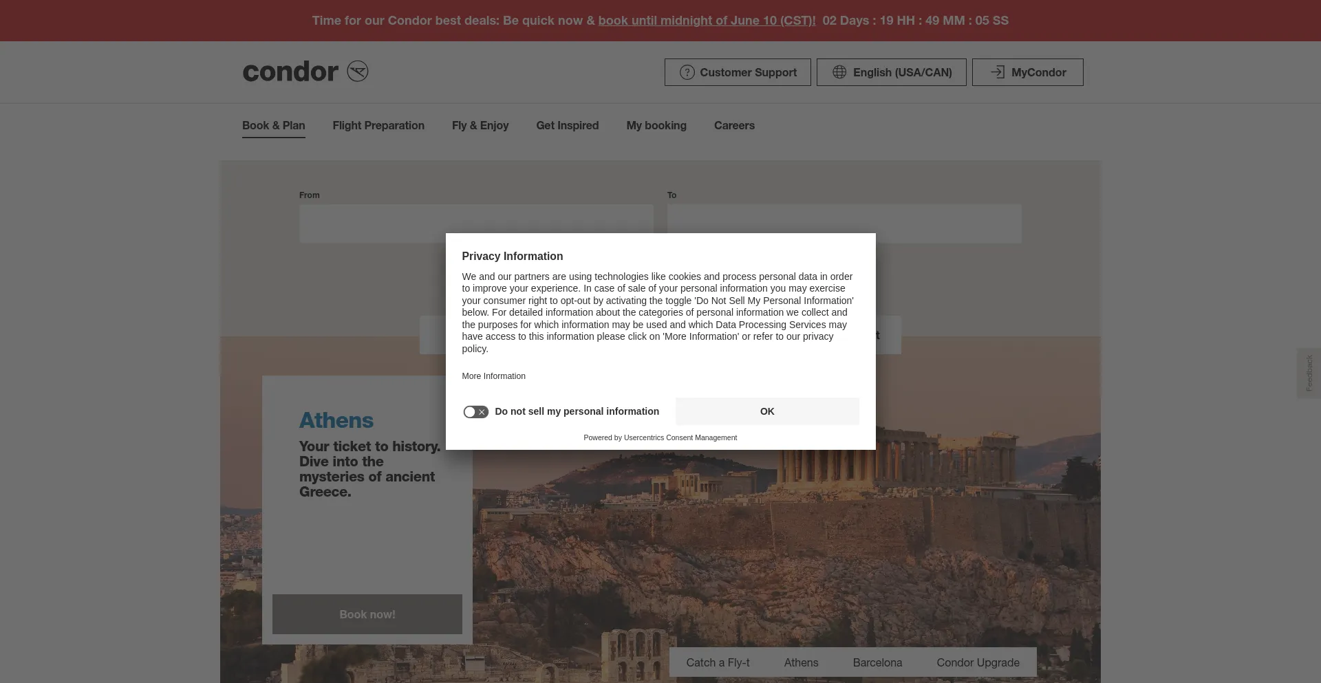 Screenshot of condor.com homepage