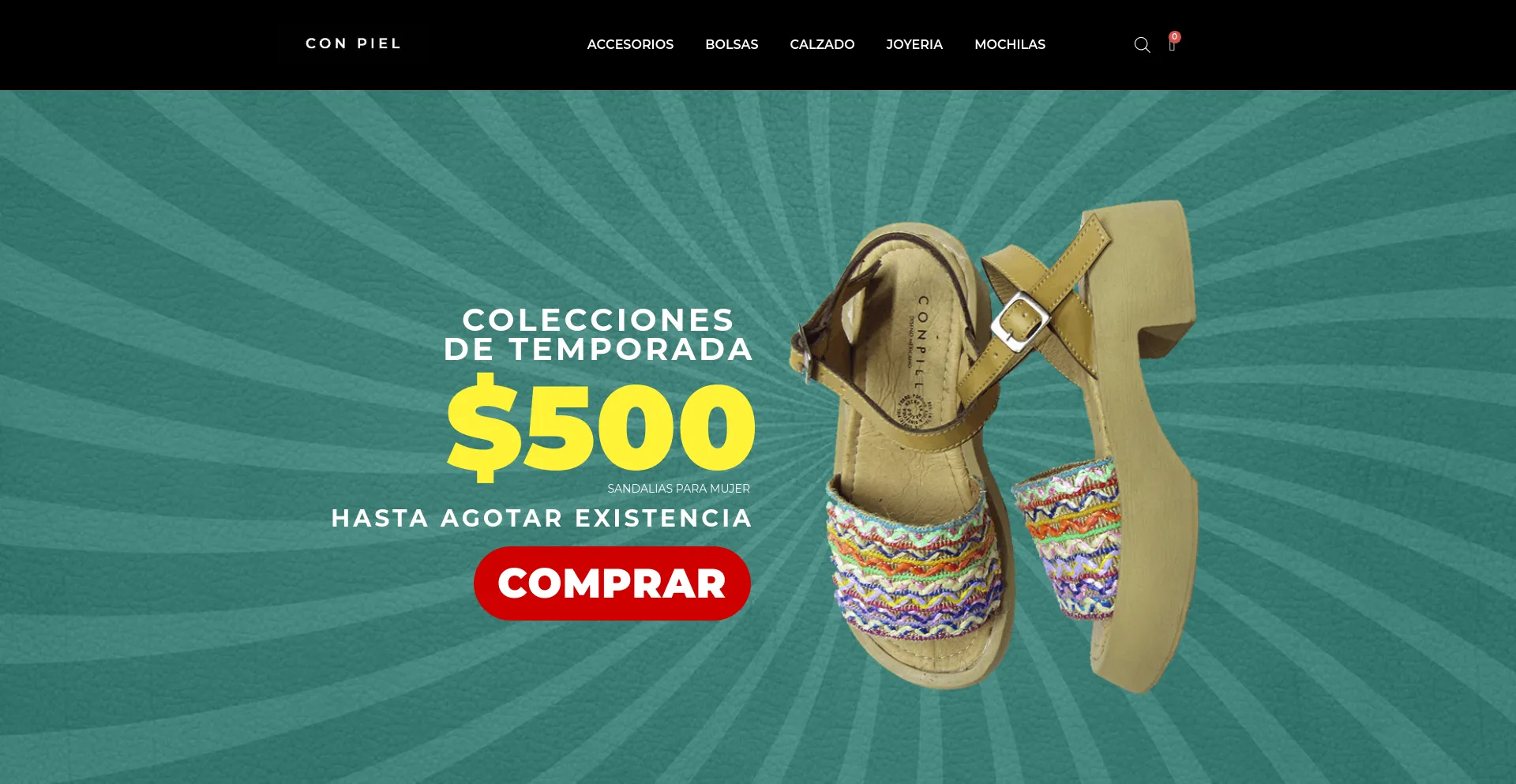 Screenshot of conpiel.com.mx homepage