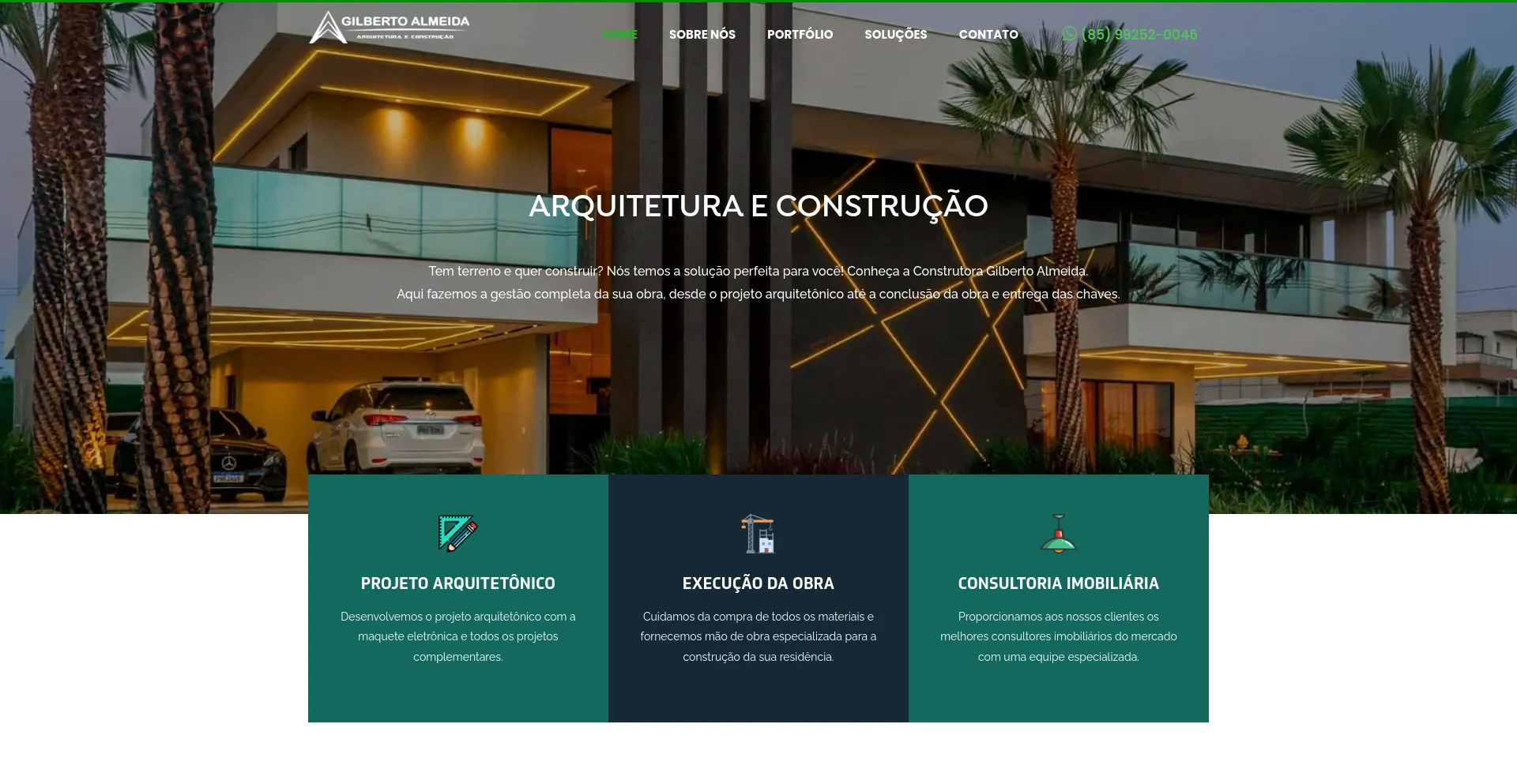 Screenshot of construtoragilbertoalmeida.com.br homepage