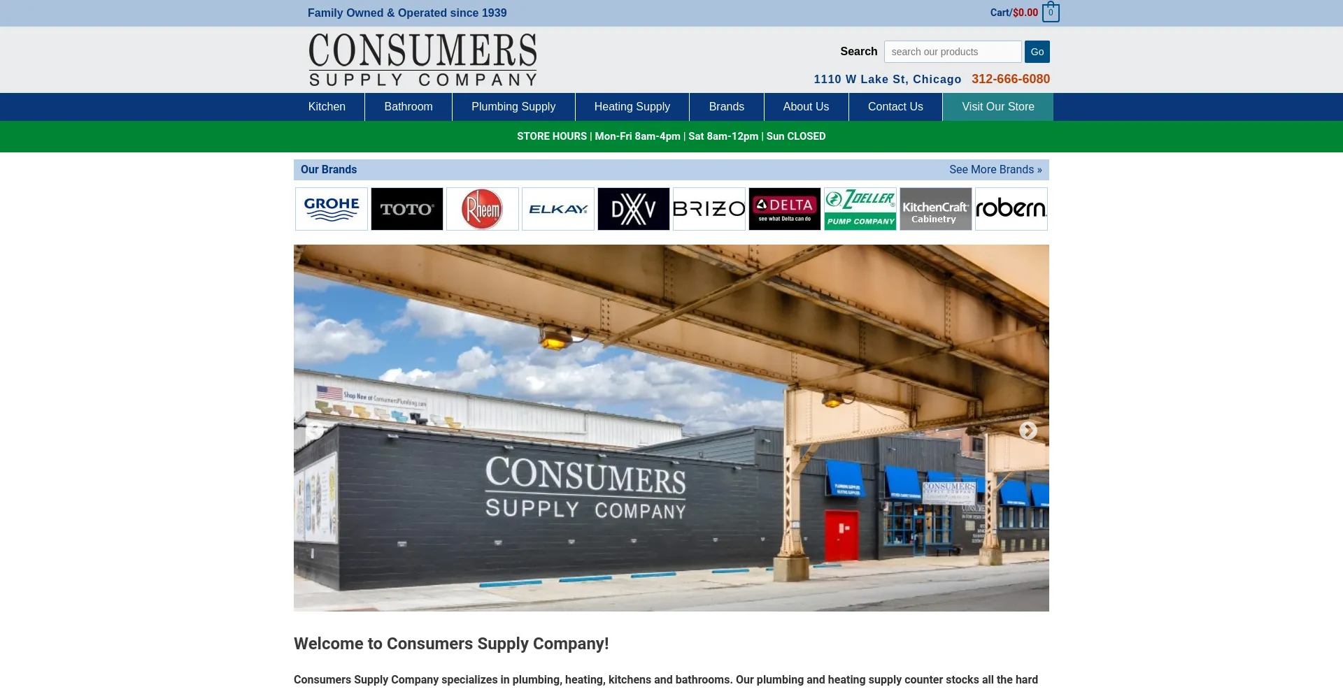 Screenshot of consumersplumbing.com homepage