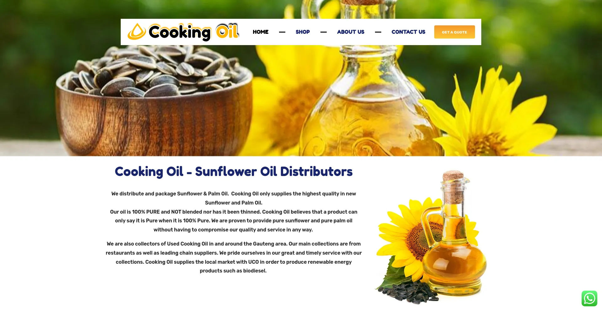 Screenshot of cooking-oil.co.za homepage