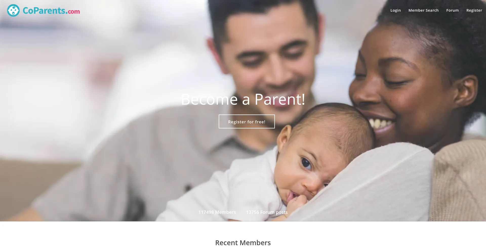 Screenshot of coparents.com homepage