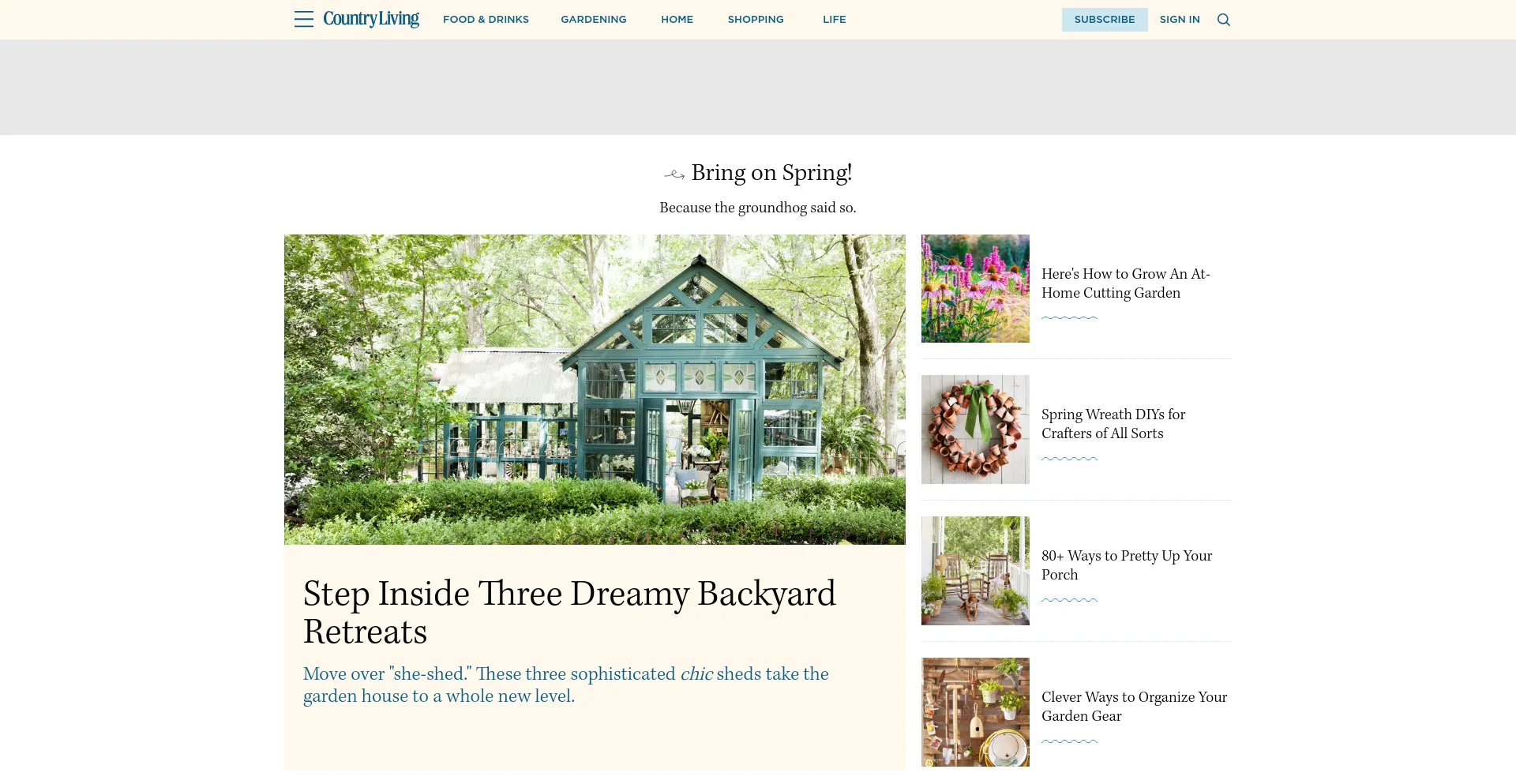 Screenshot of countryliving.com homepage