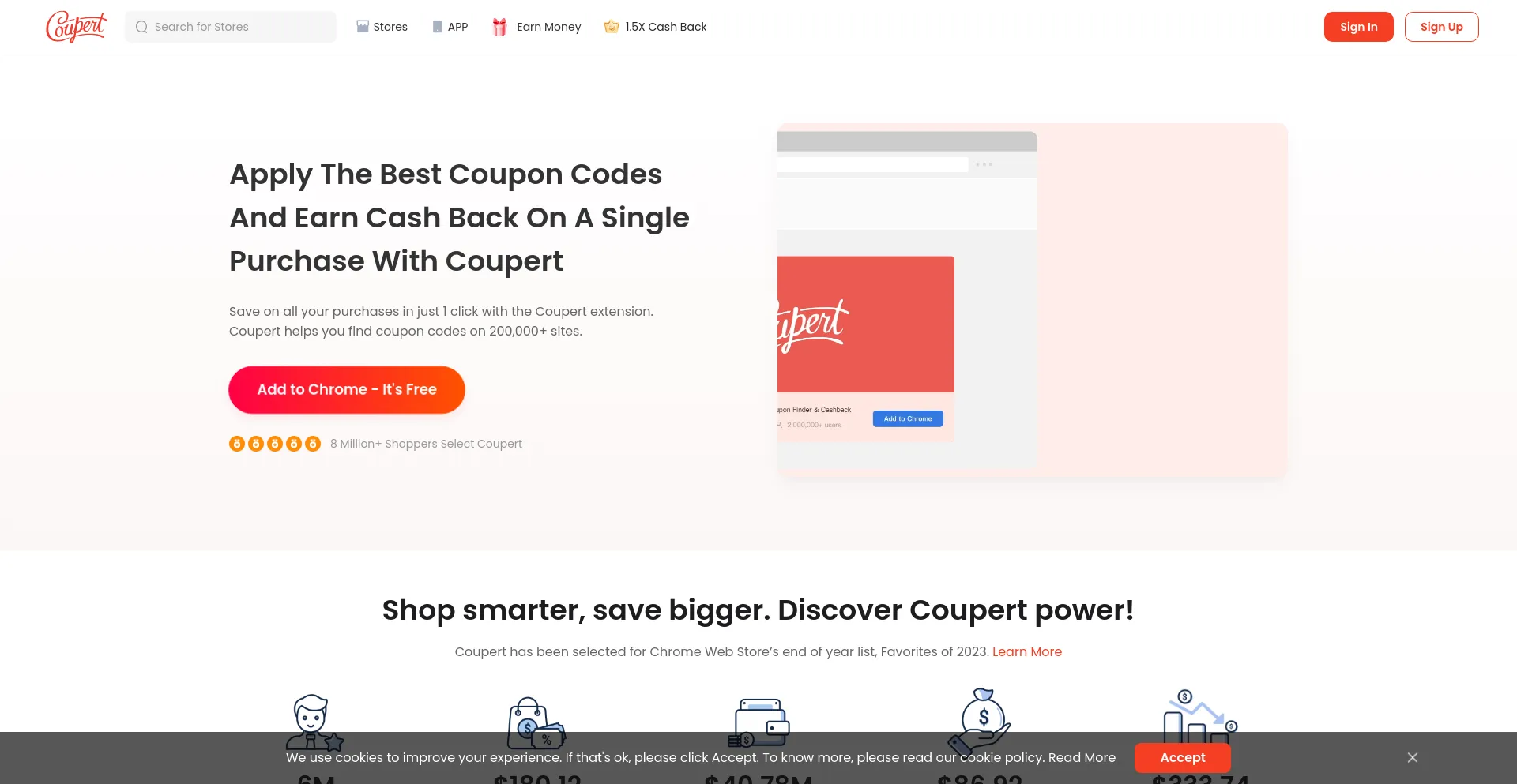 Screenshot of coupert.com homepage