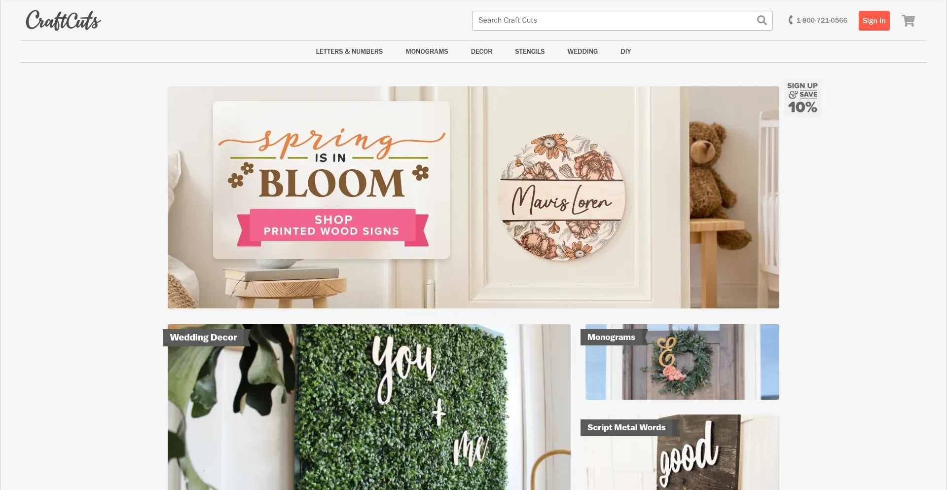 Screenshot of craftcuts.com homepage