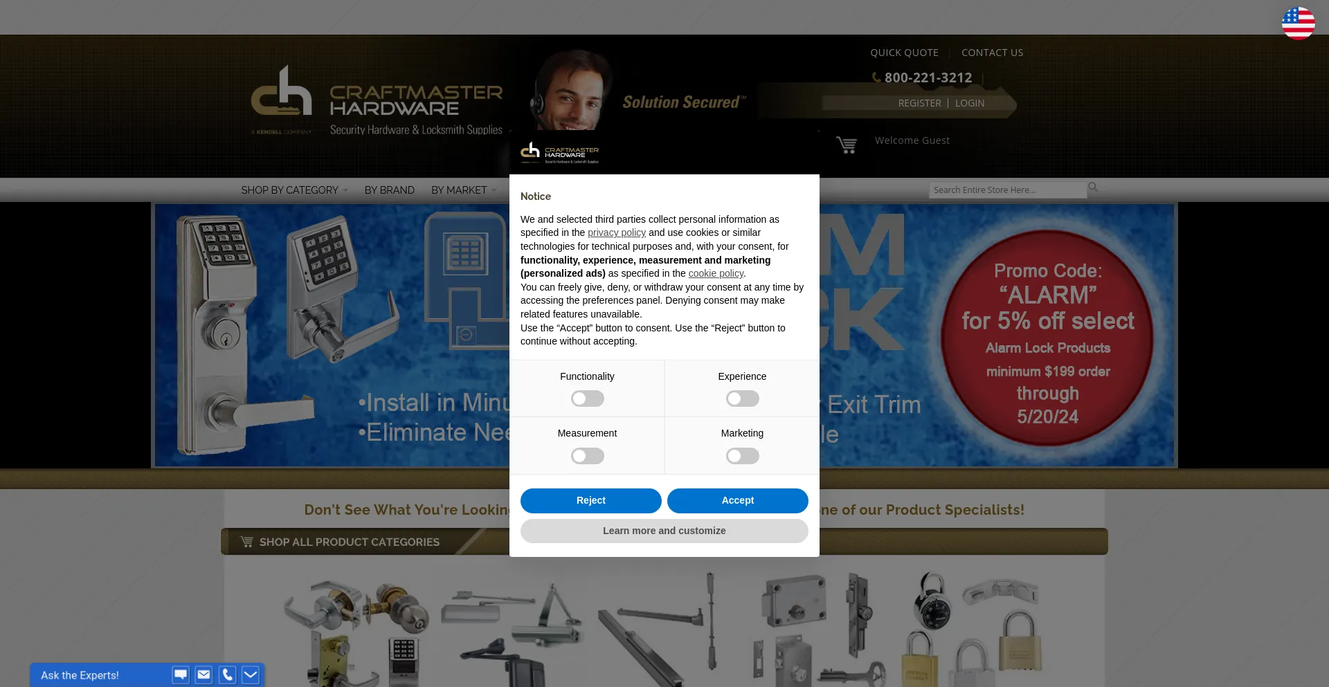 Screenshot of craftmasterhardware.com homepage