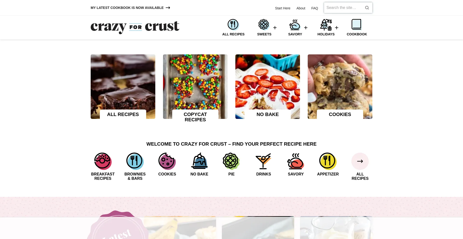 Screenshot of crazyforcrust.com homepage